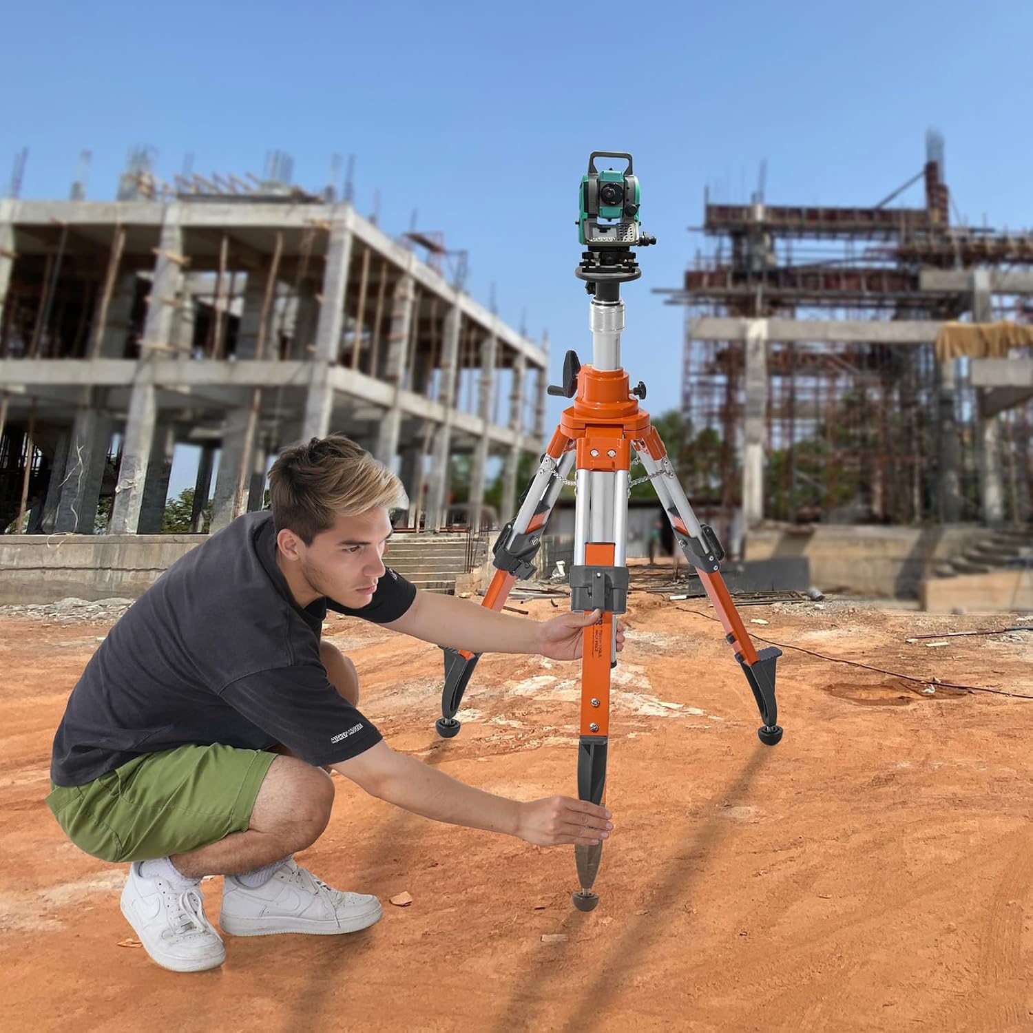 image:imageVEVOR Laser Level Tripod Stand 5811 Thread Mount 450711437 inch Height Adjustment Heavy Duty Survey Tripod with Level Bubble amp Diffusion Limiter Liftable NonSkid Feet for ConstructionLiftableprofessional
