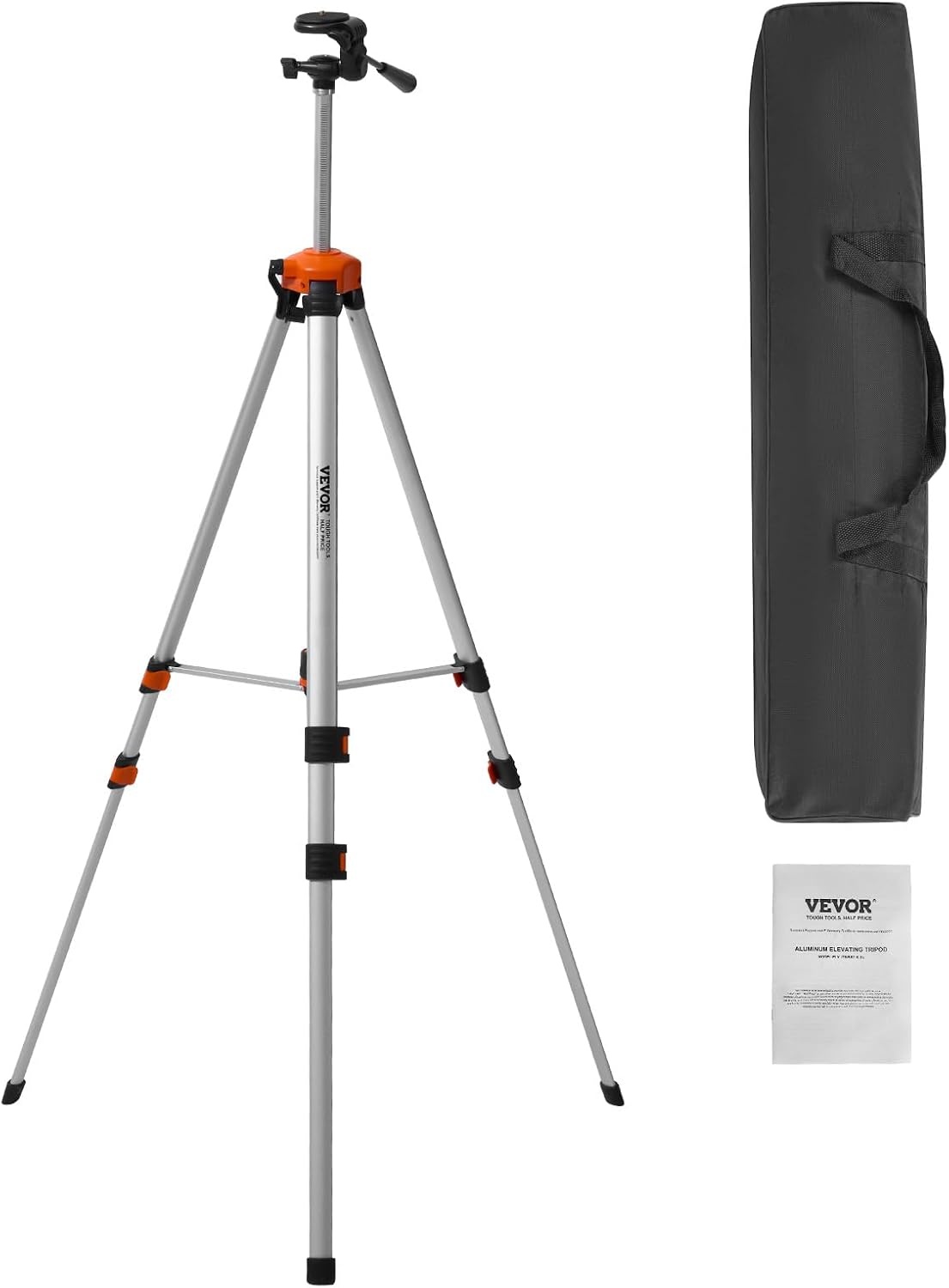 image:imageVEVOR Laser Level Tripod Stand 5811 Thread Mount 450711437 inch Height Adjustment Heavy Duty Survey Tripod with Level Bubble amp Diffusion Limiter Liftable NonSkid Feet for ConstructionRetractable Legslightweight