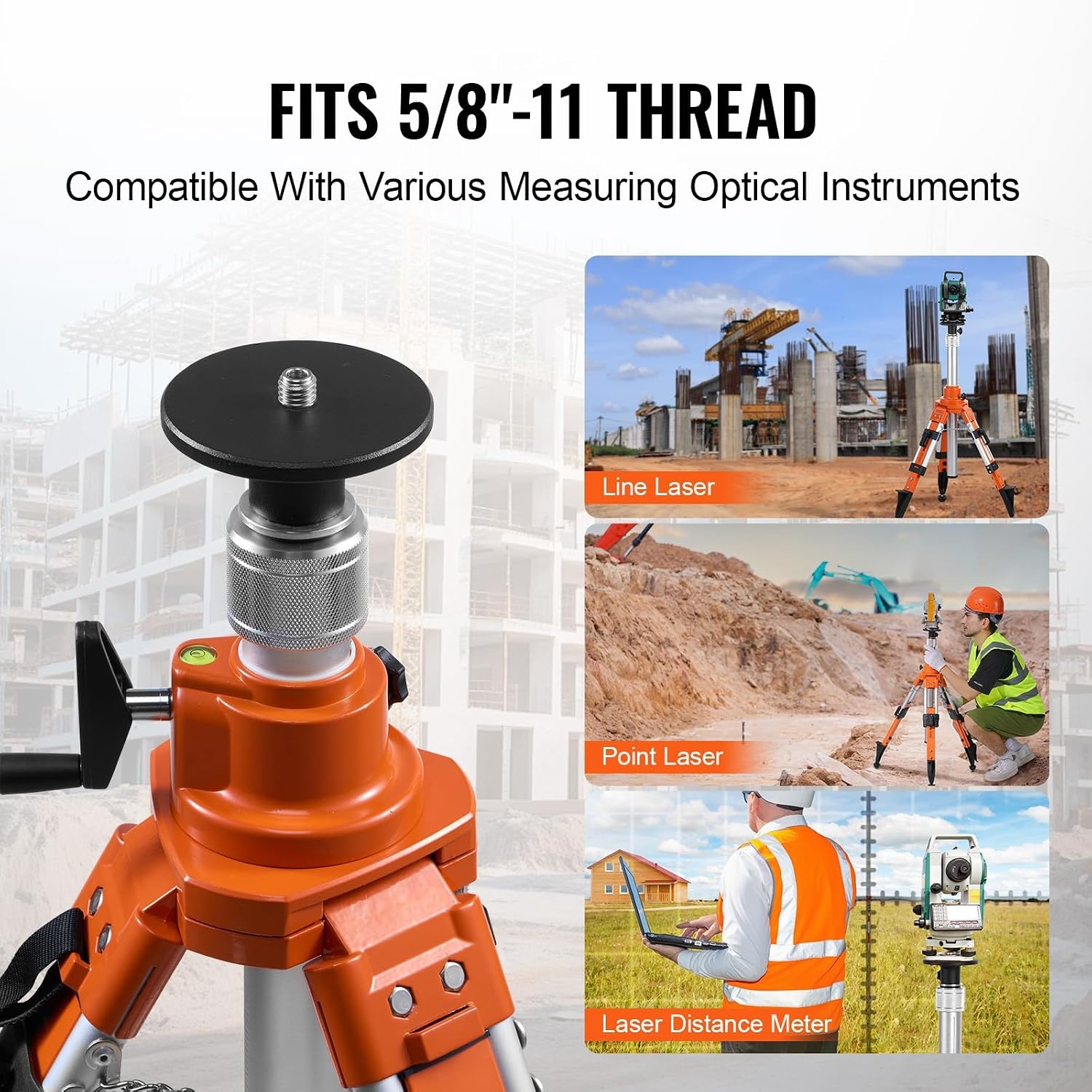 image:imageVEVOR Laser Level Tripod Stand 5811 Thread Mount 450711437 inch Height Adjustment Heavy Duty Survey Tripod with Level Bubble amp Diffusion Limiter Liftable NonSkid Feet for ConstructionLiftableprofessional