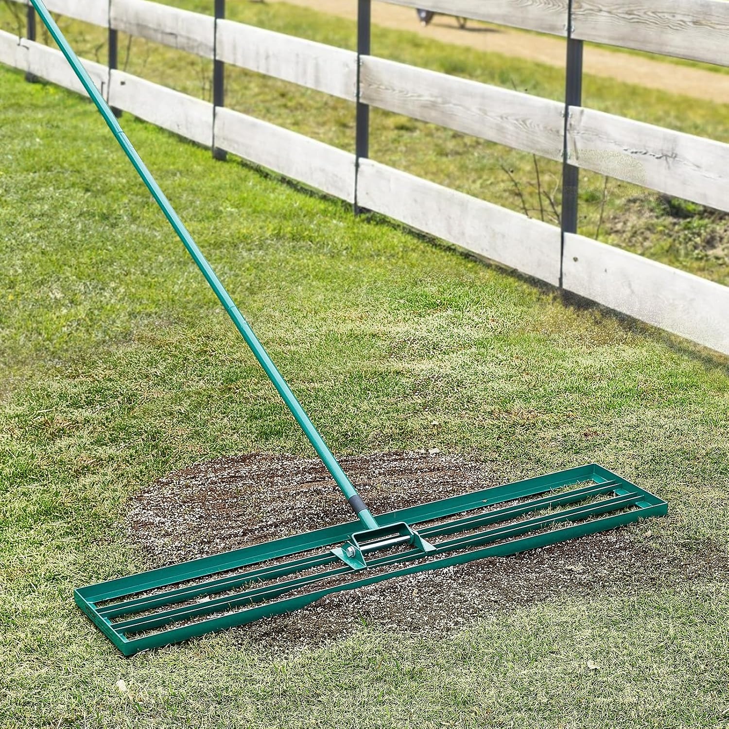 image:imageVEVOR Lawn Leveling Rake 30 x10 Level Lawn Tool HeavyDuty Lawn Leveler with 78 Steel Extended Handle Yard Leveling Rake Suit for Garden Golf Lawn Farm Green48x10