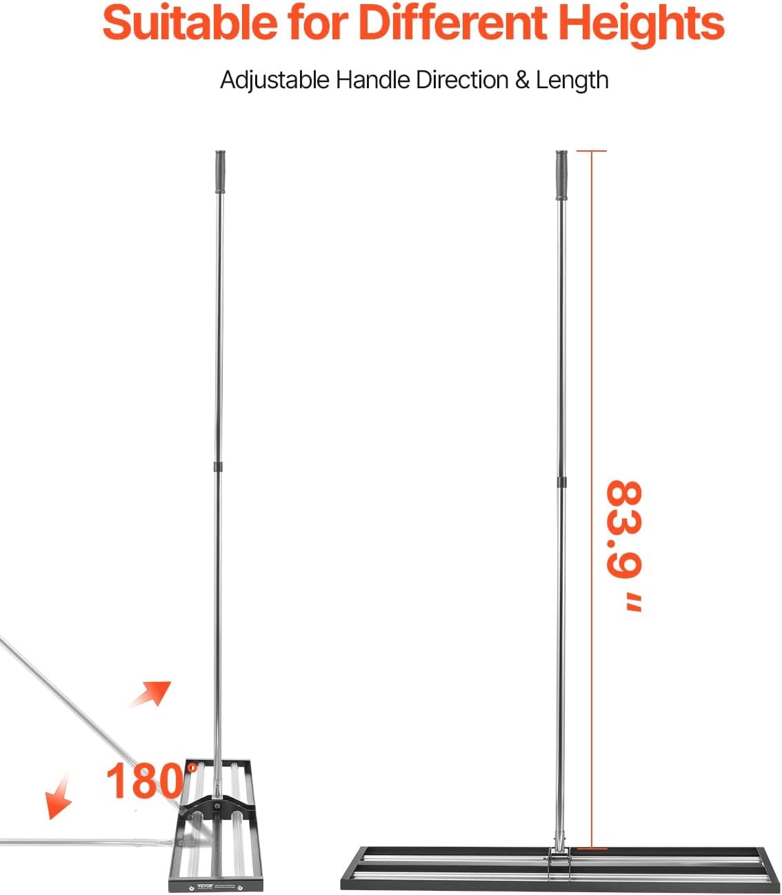 image:imageVEVOR Lawn Leveling Rake 30 x10 Level Lawn Tool HeavyDuty Lawn Leveler with 78 Steel Extended Handle Yard Leveling Rake Suit for Garden Golf Lawn Farm Green48x10