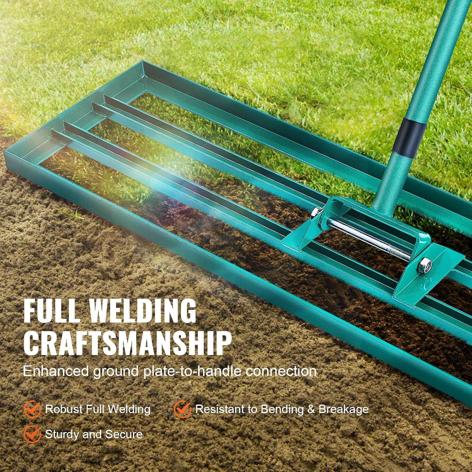 image:imageVEVOR Lawn Leveling Rake 30 x10 Level Lawn Tool HeavyDuty Lawn Leveler with 78 Steel Extended Handle Yard Leveling Rake Suit for Garden Golf Lawn Farm Green36x10