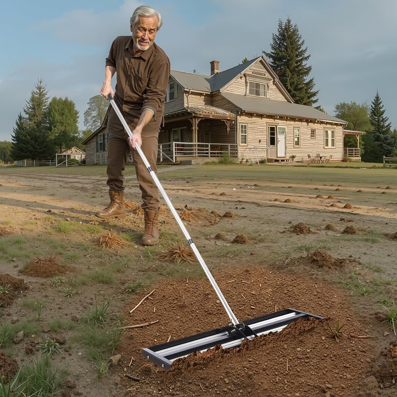 image:imageVEVOR Lawn Leveling Rake 30 x10 Level Lawn Tool HeavyDuty Lawn Leveler with 78 Steel Extended Handle Yard Leveling Rake Suit for Garden Golf Lawn Farm Green36x10