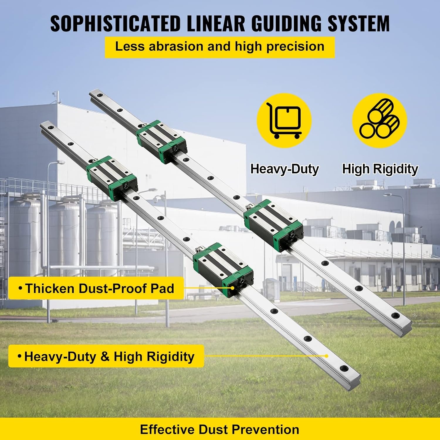 image:imageVEVOR Linear Guide Rail 2PCS HGR201000mm Linear Slide Rail 1Pcs RM16051000mm Ballscrew with BF12BK12 Kit Coupling Slide Blocks Linear Guide Rail Set for DIY CNC Routers Lathes Mills