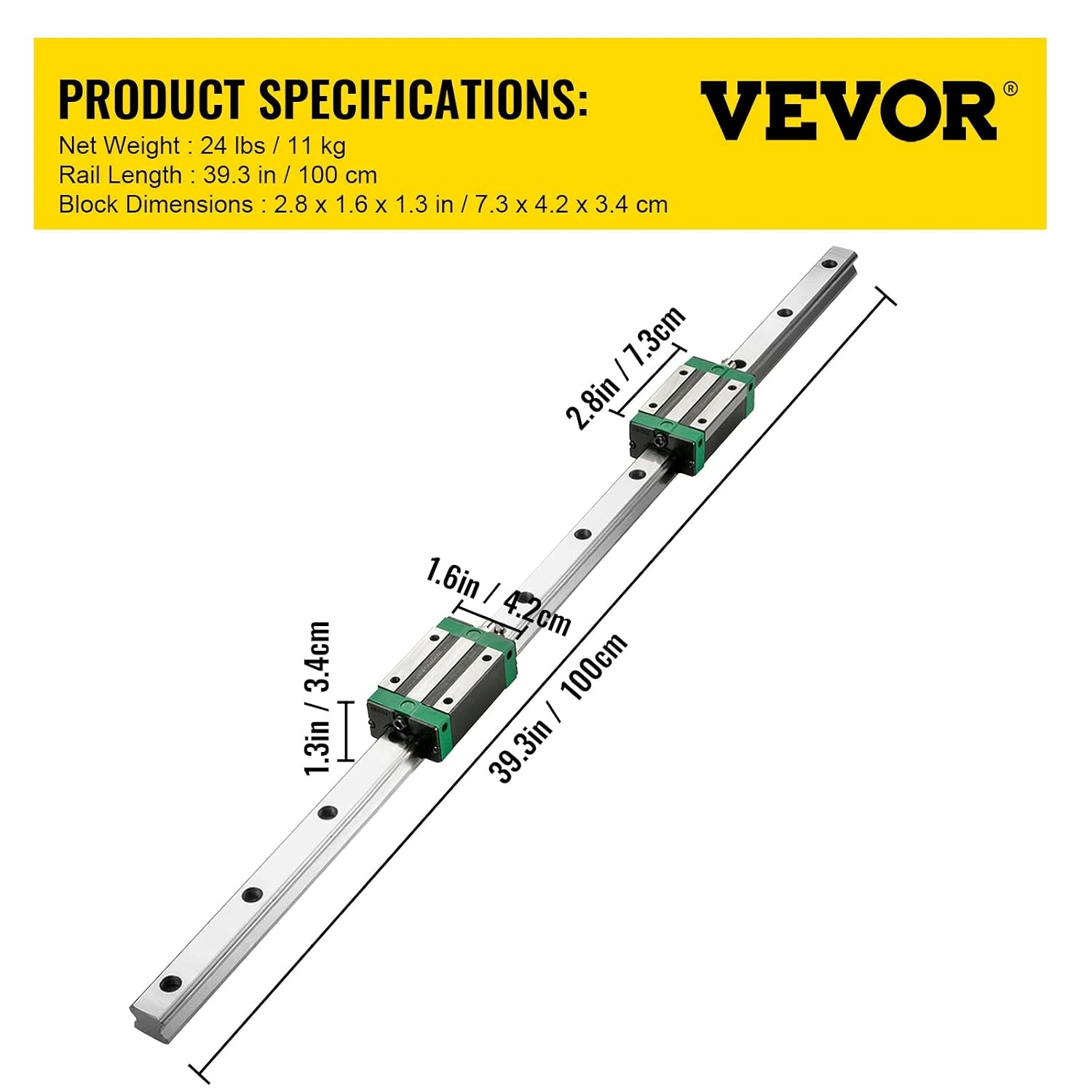 image:imageVEVOR Linear Guide Rail 2PCS HGR201000mm Linear Slide Rail 1Pcs RM16051000mm Ballscrew with BF12BK12 Kit Coupling Slide Blocks Linear Guide Rail Set for DIY CNC Routers Lathes Mills