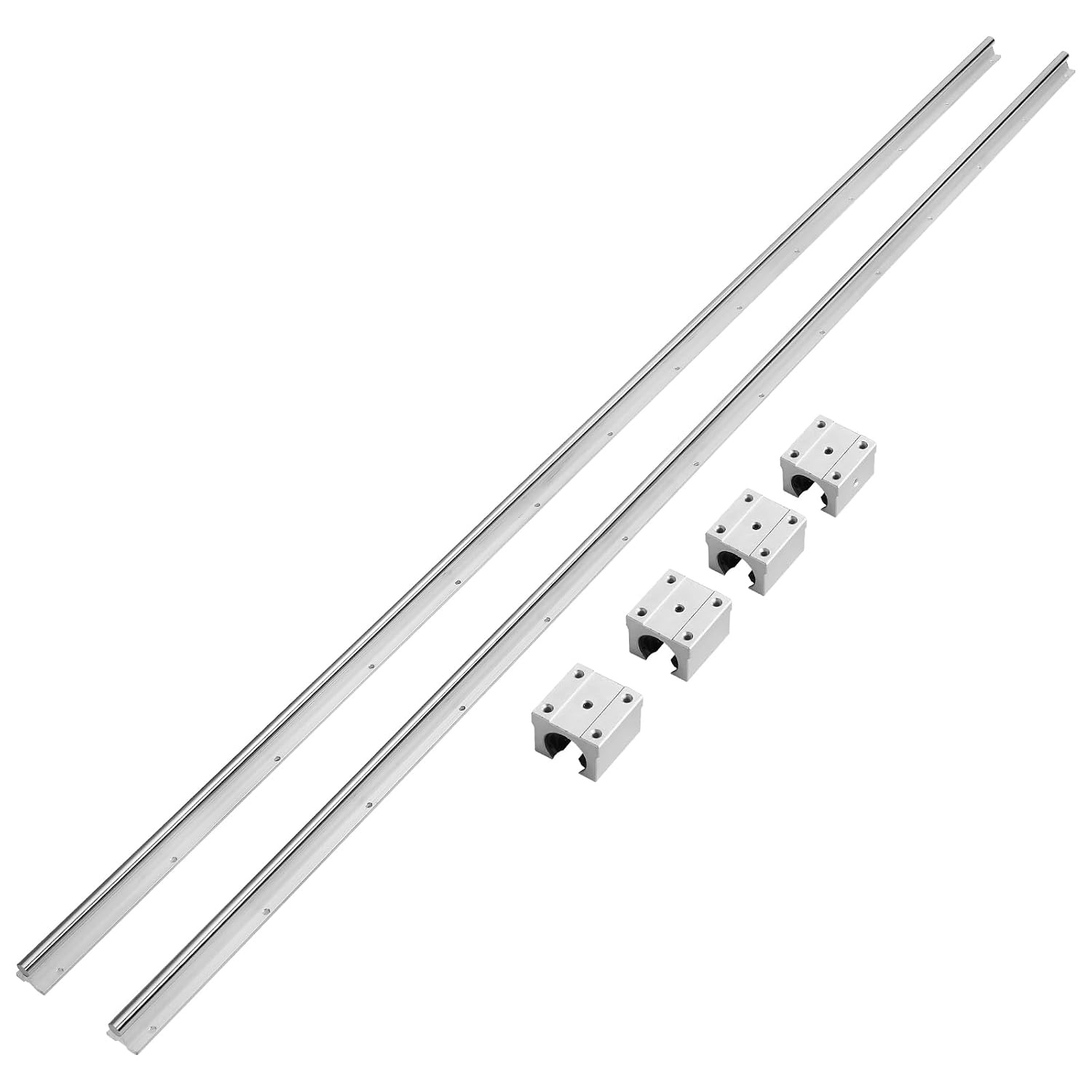 image:imageVEVOR Linear Rail 2 PCS SBR 202200mm Linear Guideway Rail and 4 PCS SBR20UU Square Type Carriage Bearing Blocks Linear Guide Rails for Automated Machines Equipments and DIY CNC Routers