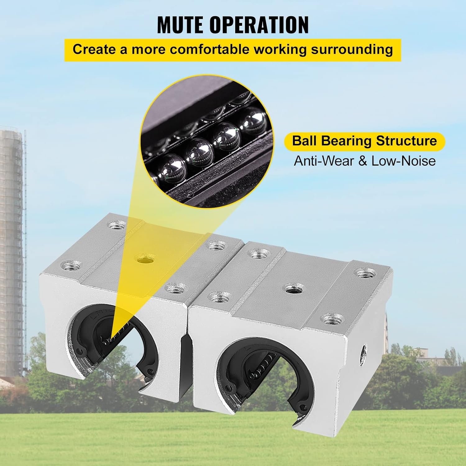 image:imageVEVOR Linear Rail 2 PCS SBR 202200mm Linear Guideway Rail and 4 PCS SBR20UU Square Type Carriage Bearing Blocks Linear Guide Rails for Automated Machines Equipments and DIY CNC Routers