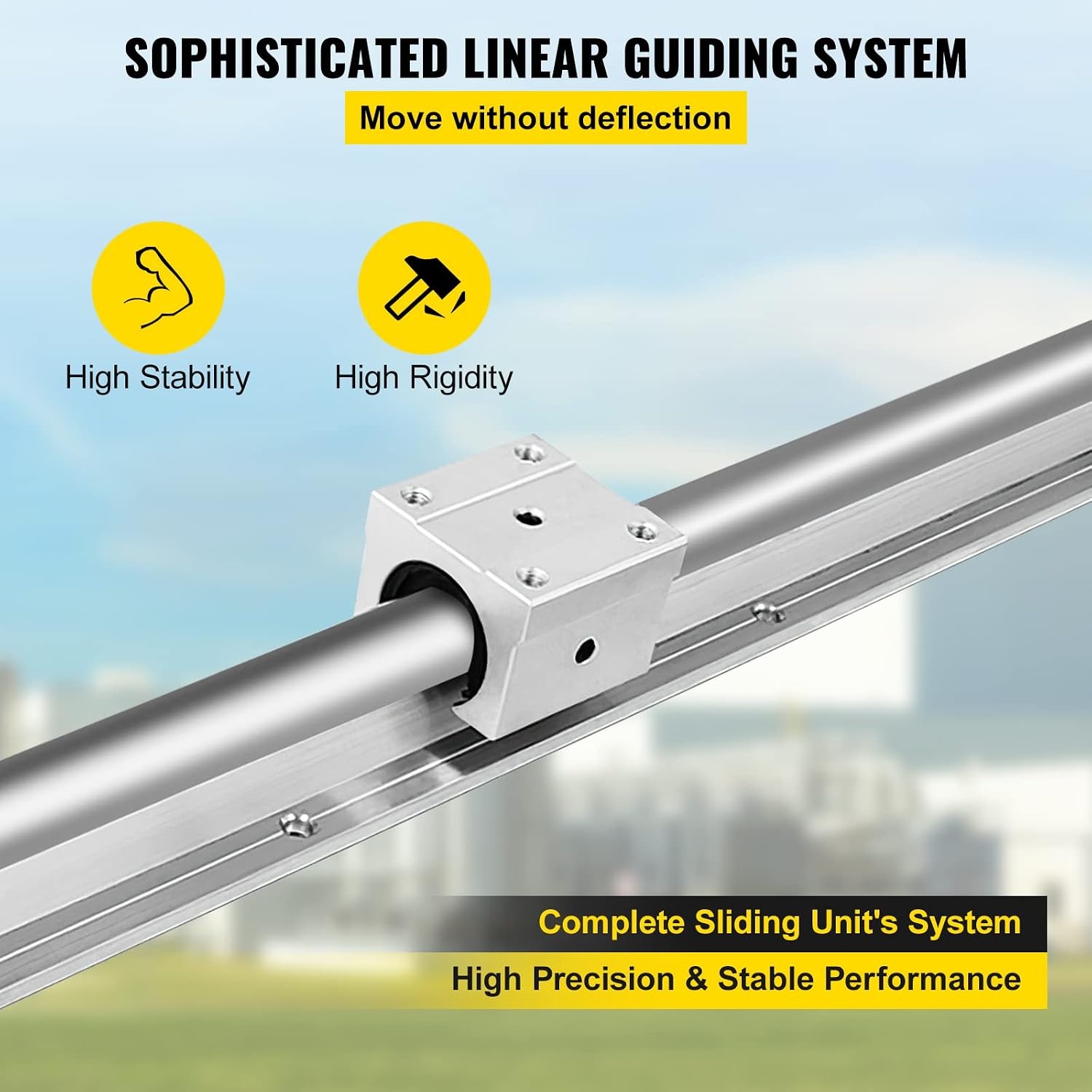image:imageVEVOR Linear Rail 2 PCS SBR 202200mm Linear Guideway Rail and 4 PCS SBR20UU Square Type Carriage Bearing Blocks Linear Guide Rails for Automated Machines Equipments and DIY CNC Routers