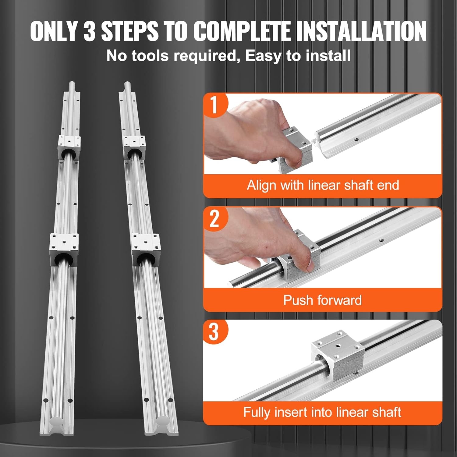 image:imageVEVOR Linear Rail 2 Set SBR201000mm Linear Slide Rail and 4 PCS SBR20UU Bearing Block Linear Slide Guide for Automated Machines and Equipments