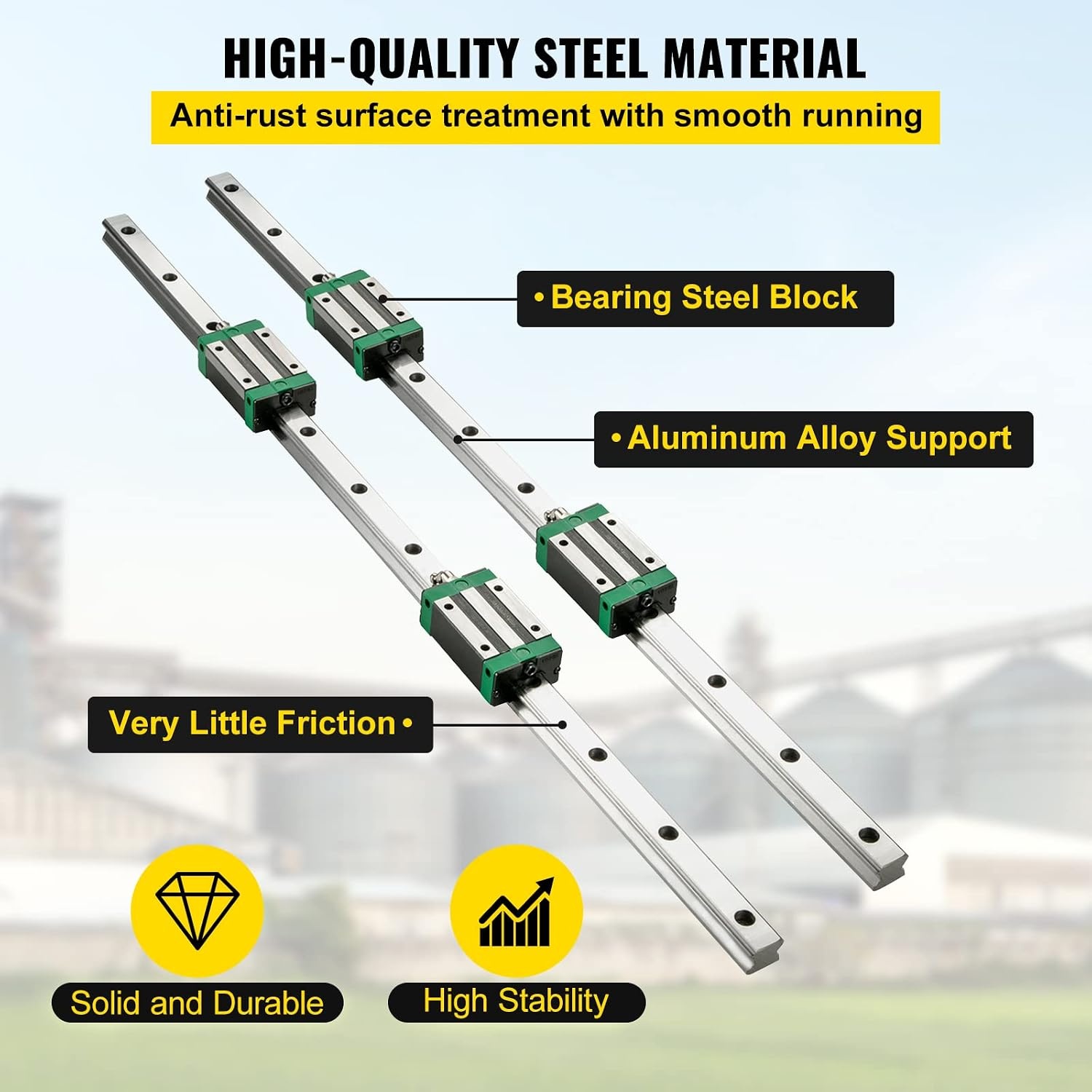 image:imageVEVOR Linear Rail Guide Kit HGR20 2PCS 600 mm 2362 inch Linear Rails and 1PCS Ball Screw 4PCS Slide Blocks with BF12BK12 End Support Coupling and Nut Housing for DIY CNC Routers Lathes Linear Rail Slide HGR20600mmHSR 201700mm
