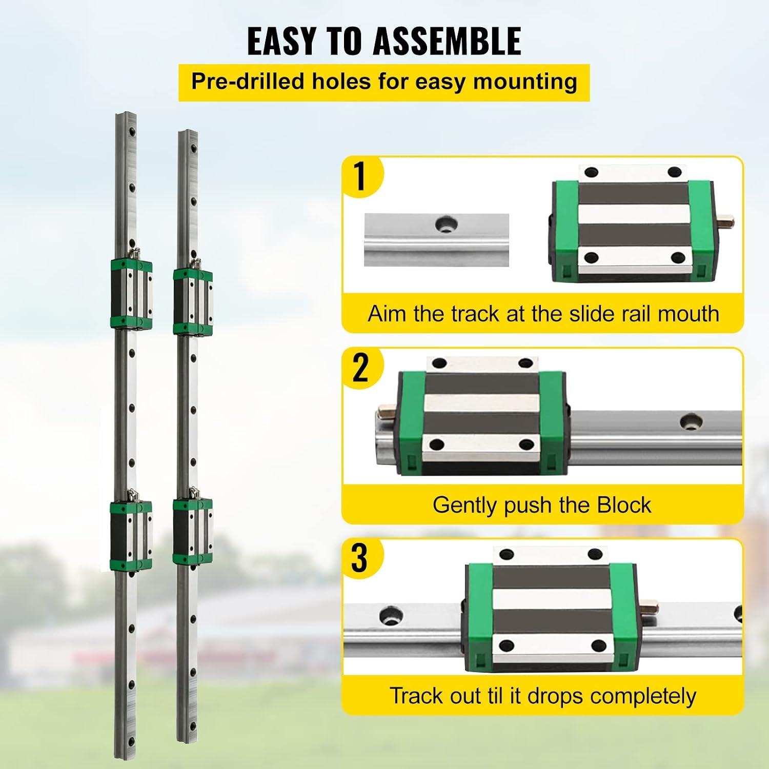 image:imageVEVOR Linear Rail Guide Kit HGR20 2PCS 600 mm 2362 inch Linear Rails and 1PCS Ball Screw 4PCS Slide Blocks with BF12BK12 End Support Coupling and Nut Housing for DIY CNC Routers Lathes Linear Rail Slide HGR20600mmHSR 201700mm