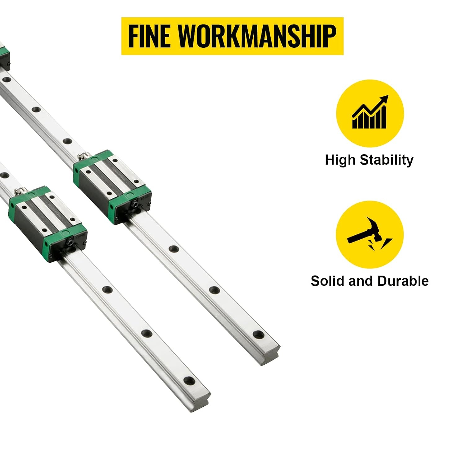 image:imageVEVOR Linear Rail Guide Kit HGR20 2PCS 600 mm 2362 inch Linear Rails and 1PCS Ball Screw 4PCS Slide Blocks with BF12BK12 End Support Coupling and Nut Housing for DIY CNC Routers Lathes Linear Rail Slide HGR20600mmHSR 201700mm