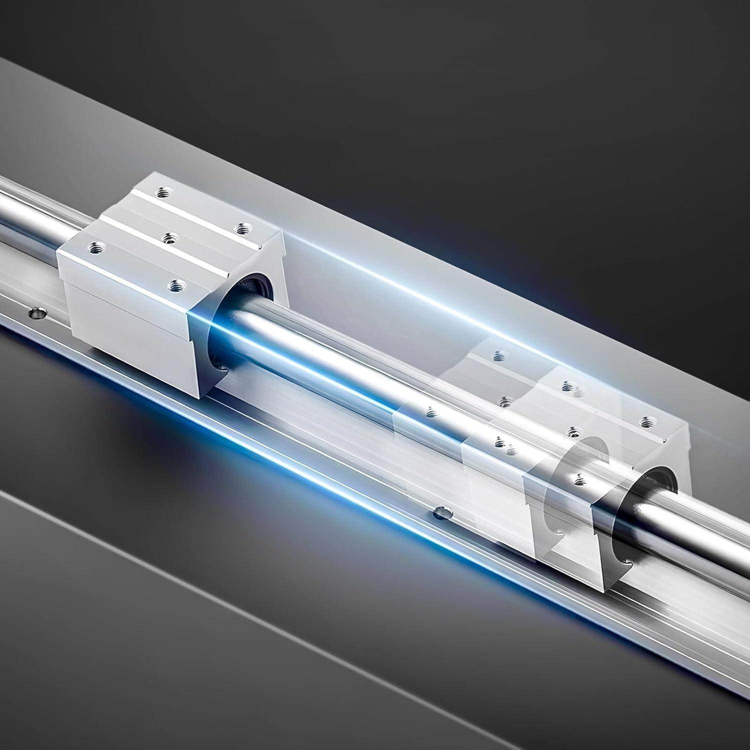 image:imageVEVOR Linear Rail Kit SBR25 2Pcs 1200 mm 4724 inch Linear Motion Guide Rails and 4Pcs Bearing Slide Blocks Fully Supported Shaft for Cutting Grinding Milling Drilling Machines and More