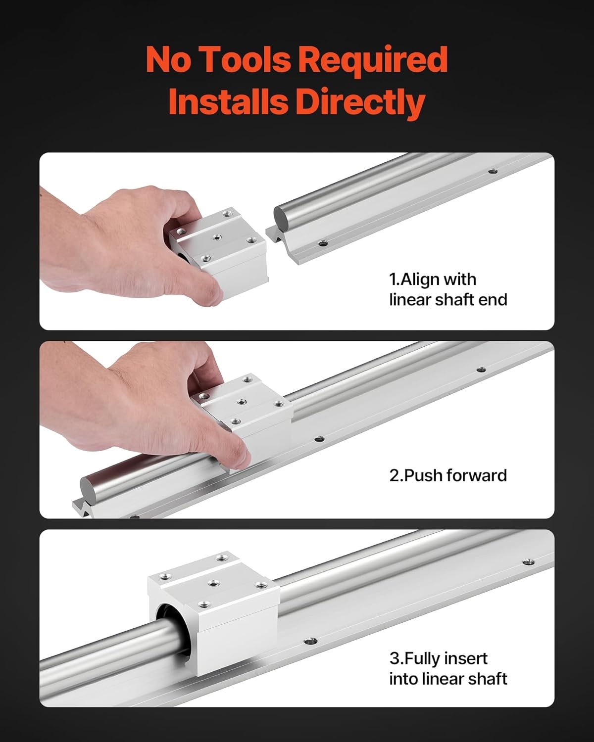 image:imageVEVOR Linear Rail Kit SBR25 2Pcs 1200 mm 4724 inch Linear Motion Guide Rails and 4Pcs Bearing Slide Blocks Fully Supported Shaft for Cutting Grinding Milling Drilling Machines and More