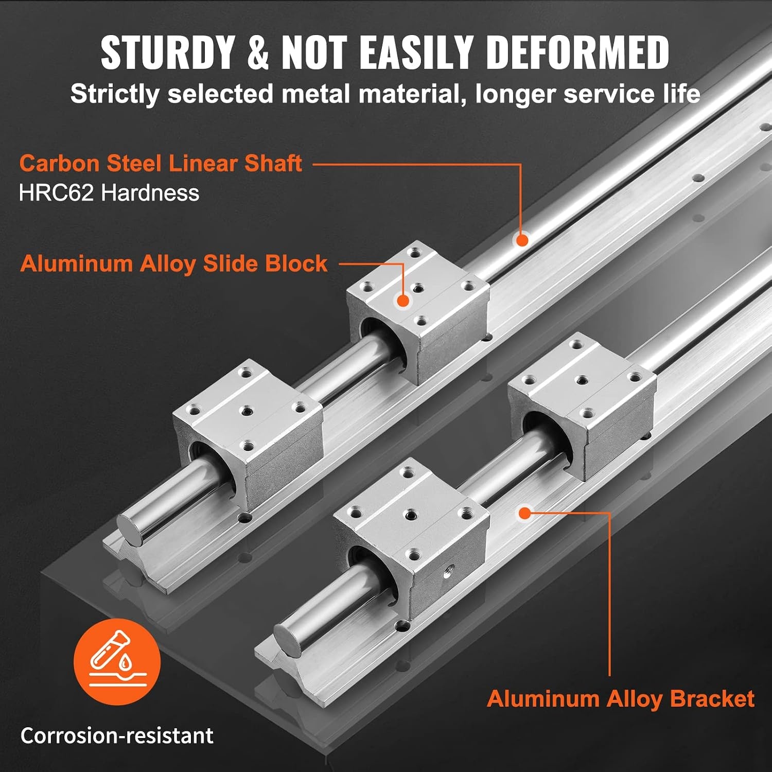 image:imageVEVOR Linear Rail Slide SBR121000mm 2 PCS and 4 PCS SBR12UU Slide Blocks Linear Guide Rail and Bearings Kit for Automated Machines DIY Project CNC Router Machines