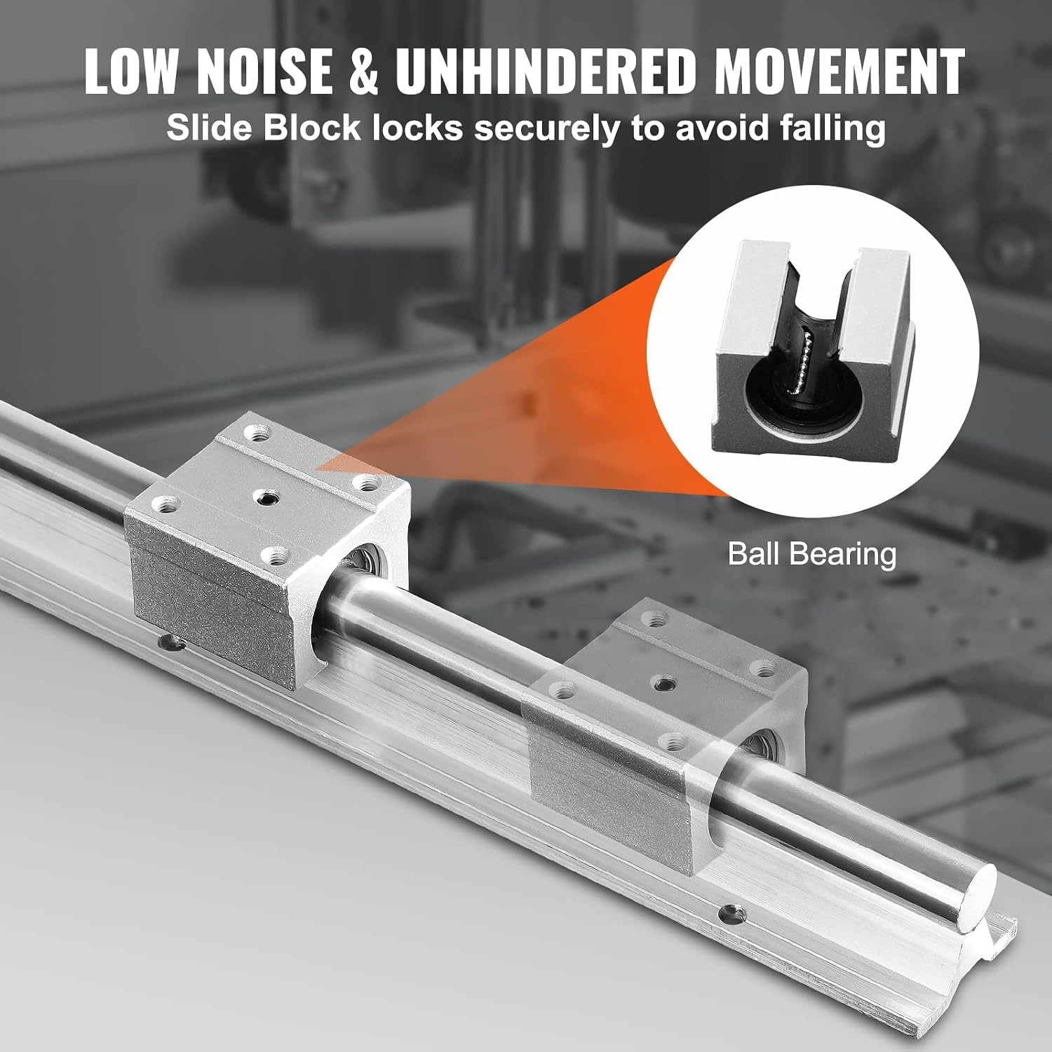 image:imageVEVOR Linear Rail Slide SBR161000mm 2 PCS and 4 PCS SBR16UU Slide Blocks Linear Guide Rail and Bearings Kit for Automated Machines DIY Project CNC Router Machines