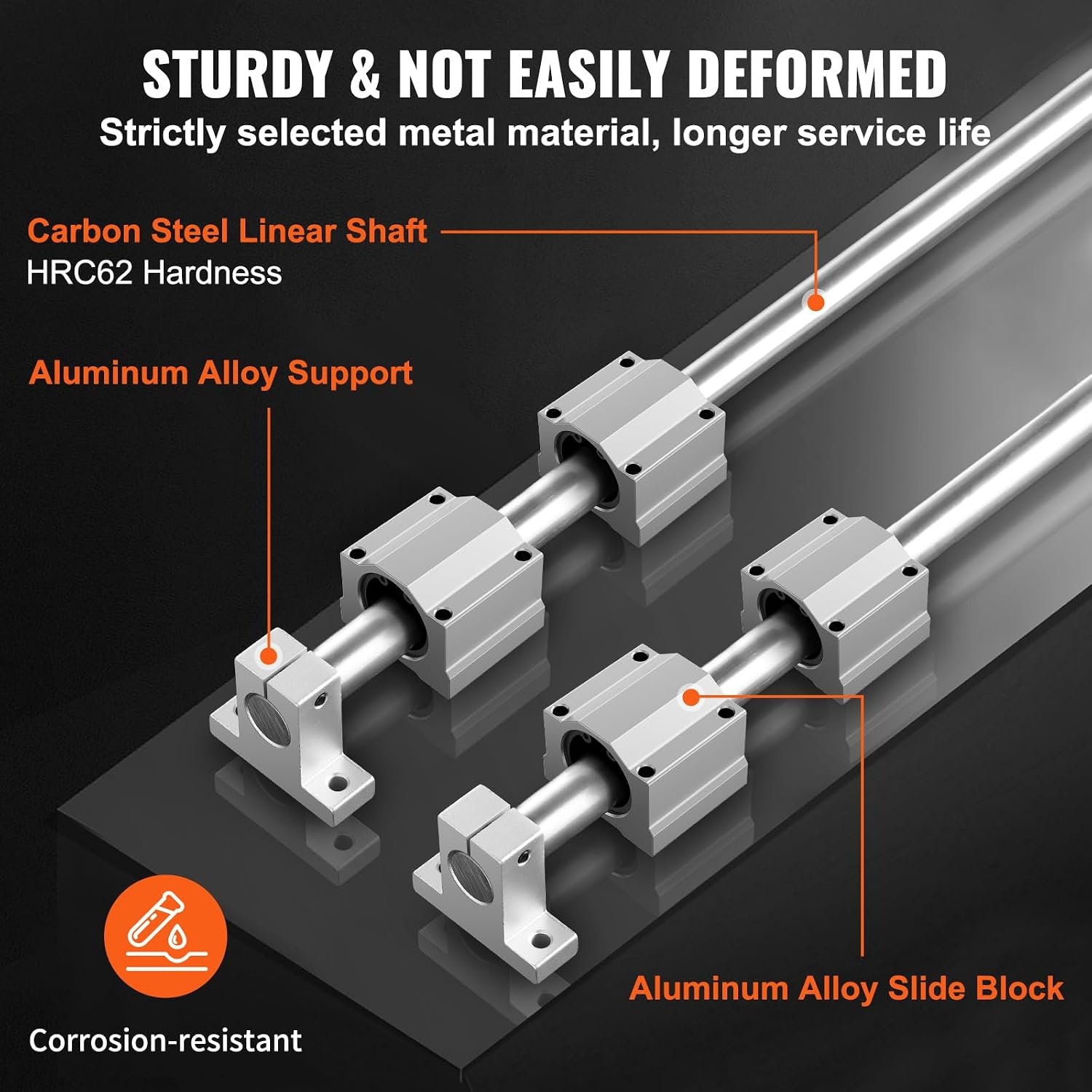 image:imageVEVOR Linear Rail Slide SFC201000mm 2 PCS 394 in1000mm SFC20 Guide Rails 4 PCS SC20 Slide Blocks 4 PCS Rail Supports Linear Rails and Bearings Kit for Automated Machines CNC DIY Project