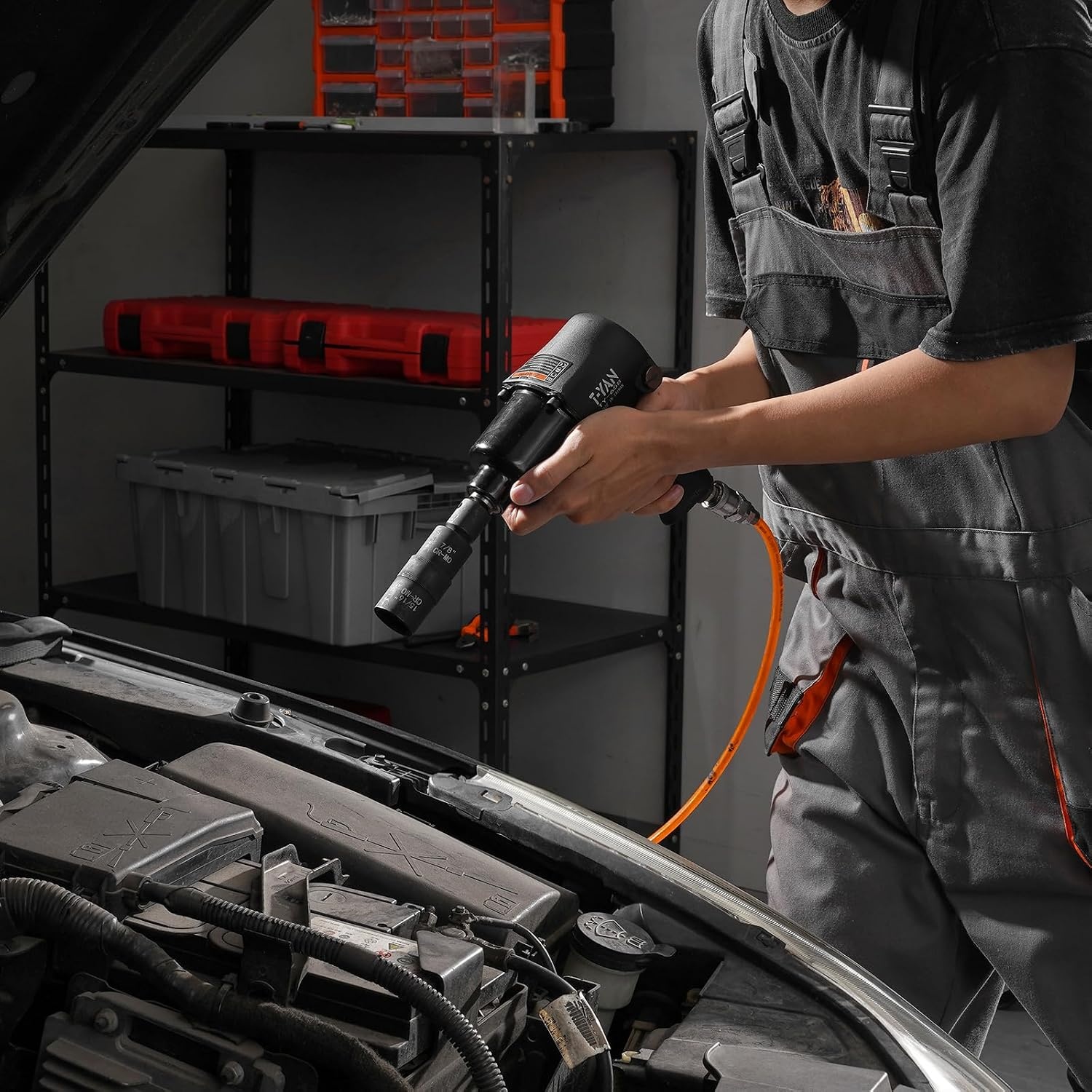 image:imageVEVOR Lug Nut Impact Socket Set 12Inch Drive 8IN4 Flip Socket Design Covers Most Commonly Used SAE amp Metric Wheel Nuts CRMO Steel8IN4 Flip Design 12 5PCS