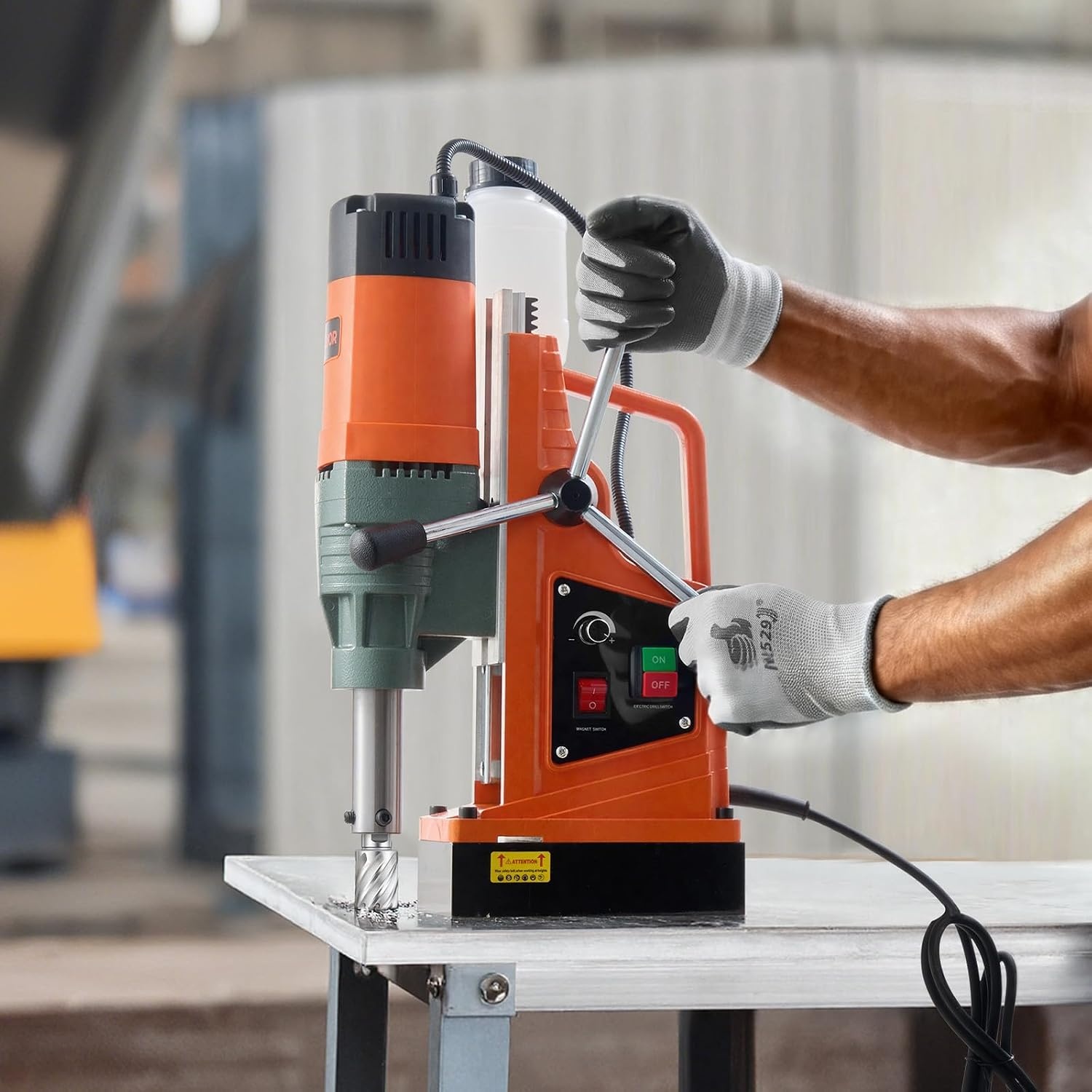 image:imageVEVOR Mag Drill Press 1300W 157 Boring Diameter 2922lbf Power Portable Magnetic Drill 810 PRM Electric Drilling Machine for Metal Surface Industrial and Home ImprovementW 2 NEW