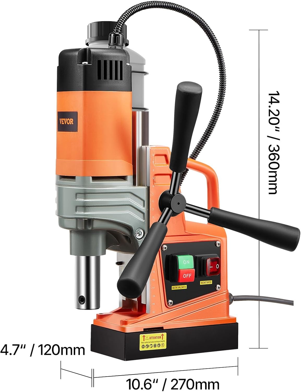 image:imageVEVOR Mag Drill Press 1300W 157 Boring Diameter 2922lbf Power Portable Magnetic Drill 810 PRM Electric Drilling Machine for Metal Surface Industrial and Home Improvementw 16