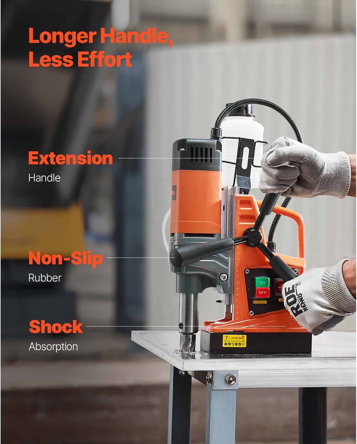 image:imageVEVOR Mag Drill Press 1300W 157 Boring Diameter 2922lbf Power Portable Magnetic Drill 810 PRM Electric Drilling Machine for Metal Surface Industrial and Home Improvementw 16