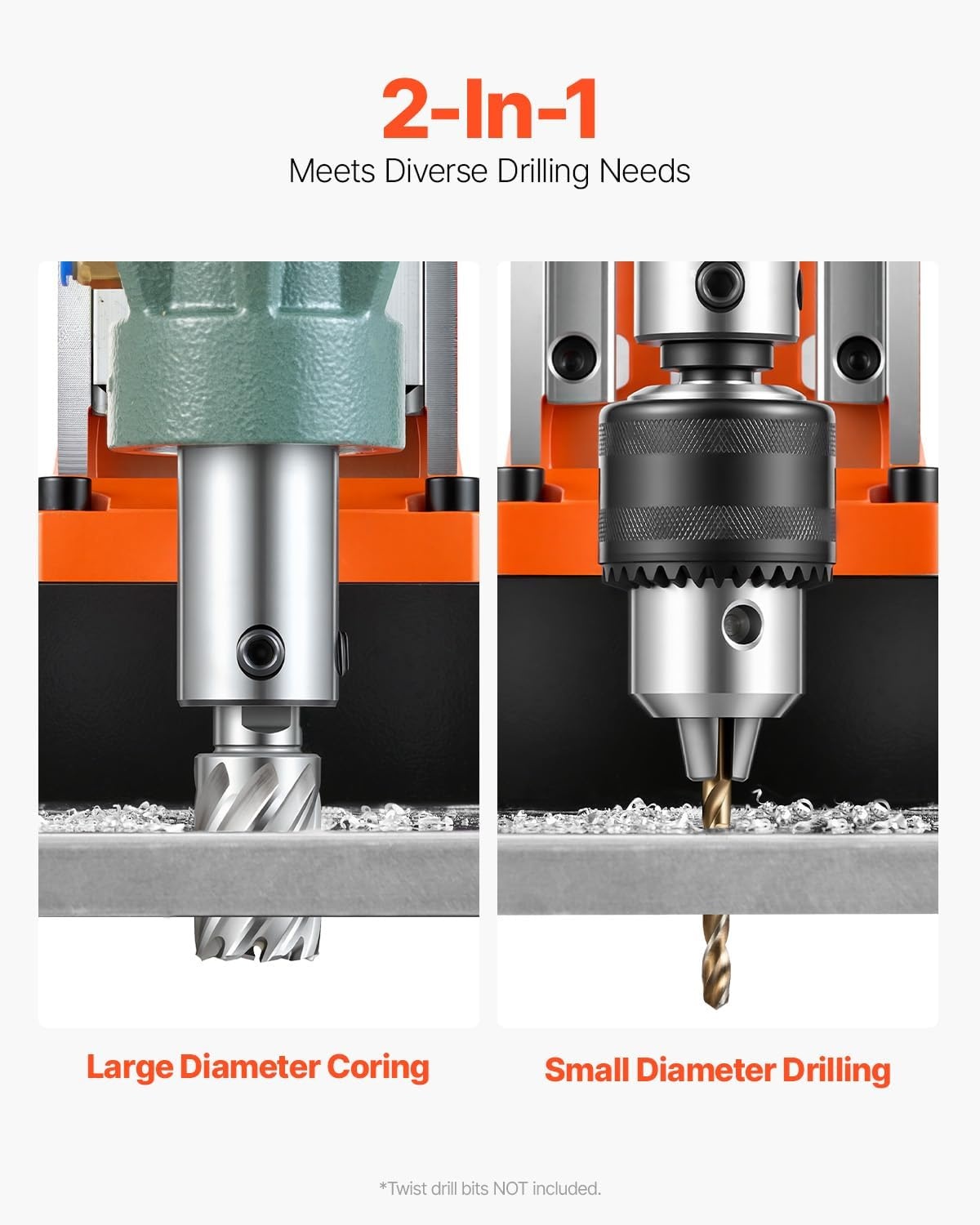 image:imageVEVOR Mag Drill Press 1300W 157 Boring Diameter 2922lbf Power Portable Magnetic Drill 810 PRM Electric Drilling Machine for Metal Surface Industrial and Home ImprovementW 2 NEW