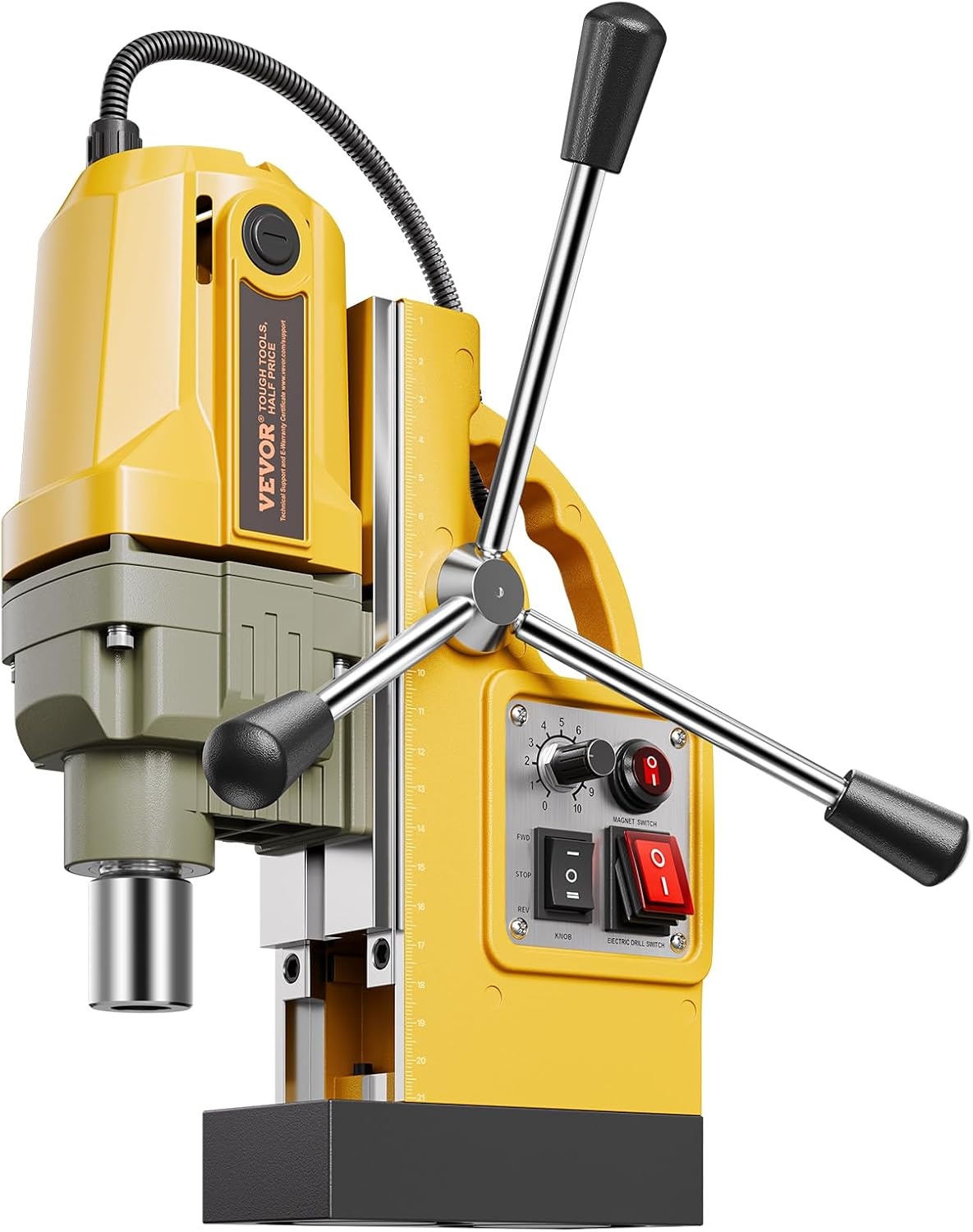 image:imageVEVOR Magnetic Drill 1100W 157 Boring Diameter 2697lbf12000N Portable Electric Mag Drill Press with 7 Bits 580 RPM Max Speed Drilling Machine for any Surface and Home ImprovementW 16 2pcs Yellow