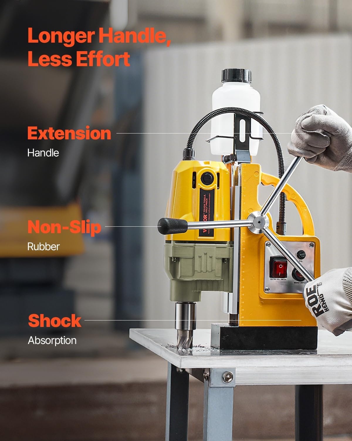 image:imageVEVOR Magnetic Drill 1100W 157 Boring Diameter 2697lbf12000N Portable Electric Mag Drill Press with 7 Bits 580 RPM Max Speed Drilling Machine for any Surface and Home ImprovementW 16 Yellow