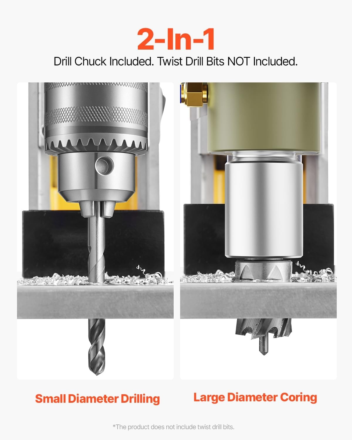 image:imageVEVOR Magnetic Drill 1100W 157 Boring Diameter 2697lbf12000N Portable Electric Mag Drill Press with 7 Bits 580 RPM Max Speed Drilling Machine for any Surface and Home ImprovementW 16 Yellow