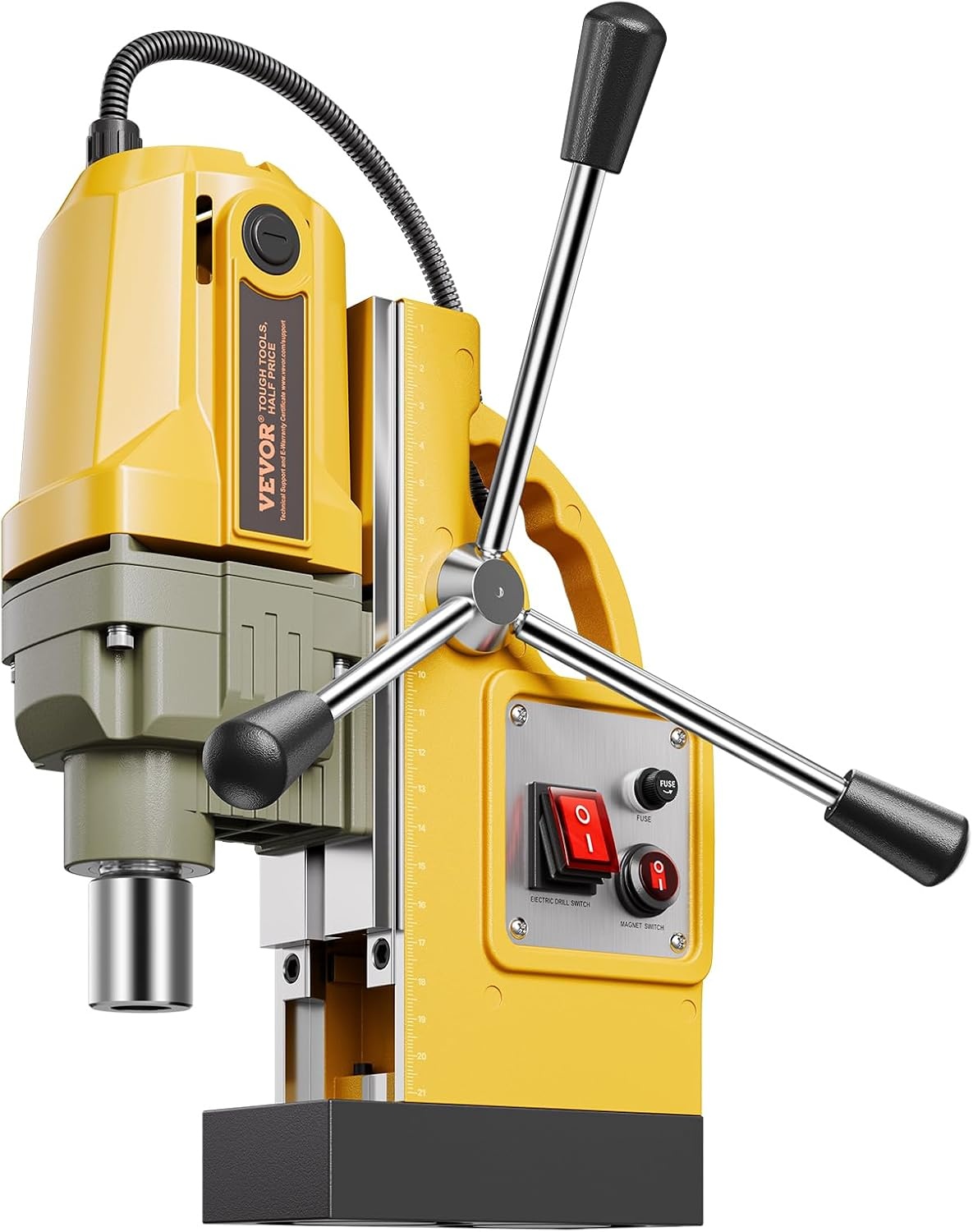 image:imageVEVOR Magnetic Drill 1100W 157 Boring Diameter 2697lbf12000N Portable Electric Mag Drill Press with 7 Bits 580 RPM Max Speed Drilling Machine for any Surface and Home ImprovementW 16 Yellow