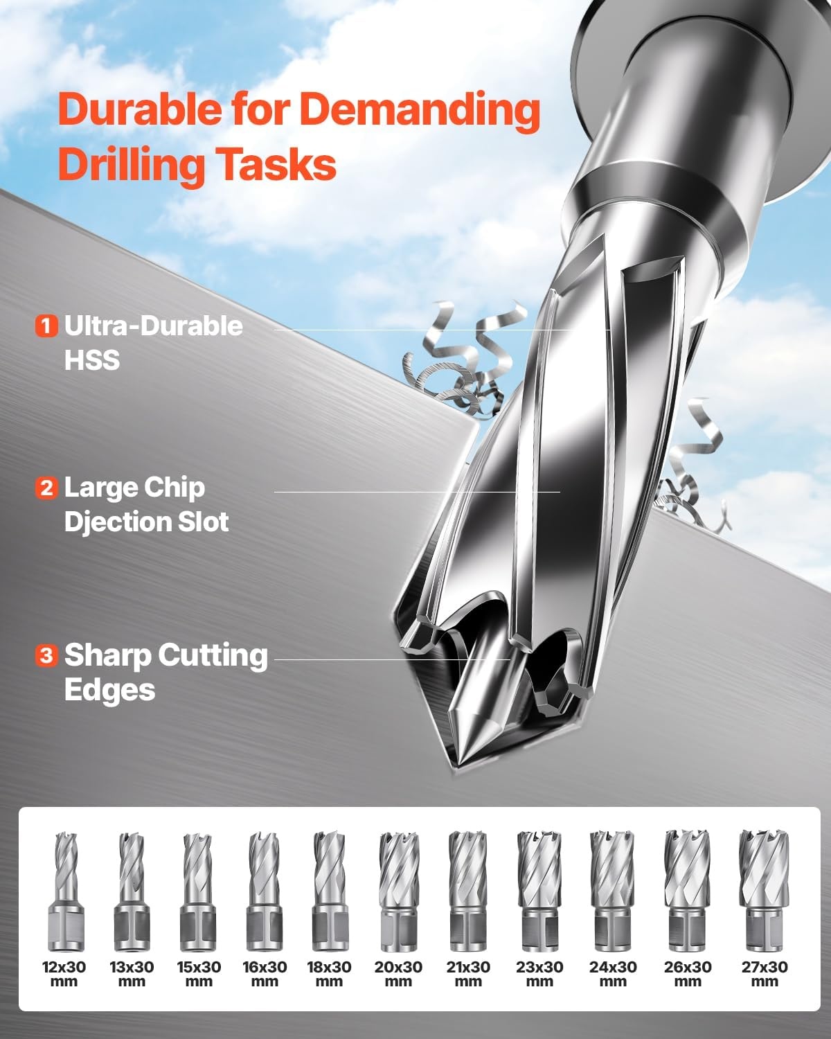 image:imageVEVOR Magnetic Drill 1100W 157 Boring Diameter 2697lbf12000N Portable Electric Mag Drill Press with 7 Bits 580 RPM Max Speed Drilling Machine for any Surface and Home ImprovementW 16 11pcs Yellow