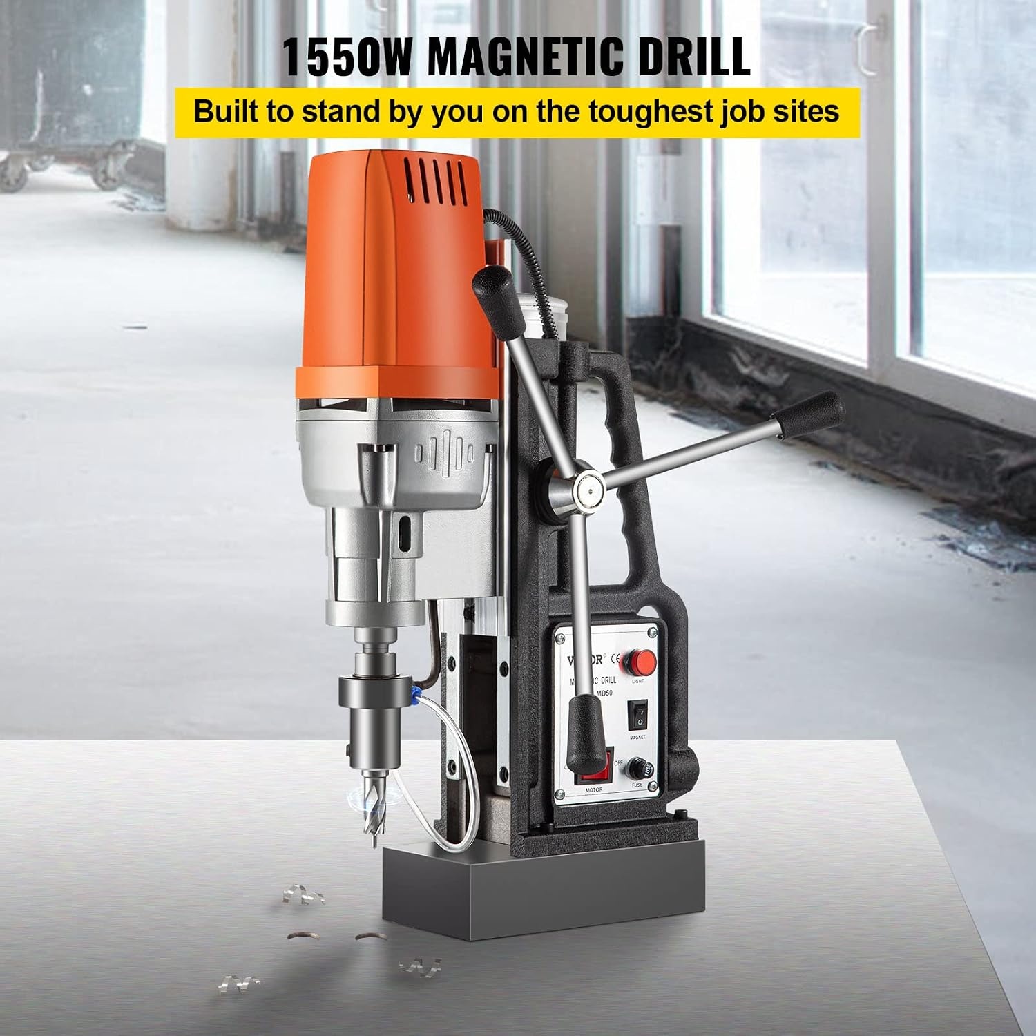 image:imageVEVOR Magnetic Drill 1100W 157 Boring Diameter 2697lbf12000N Portable Electric Mag Drill Press with 7 Bits 580 RPM Max Speed Drilling Machine for any Surface and Home ImprovementW2