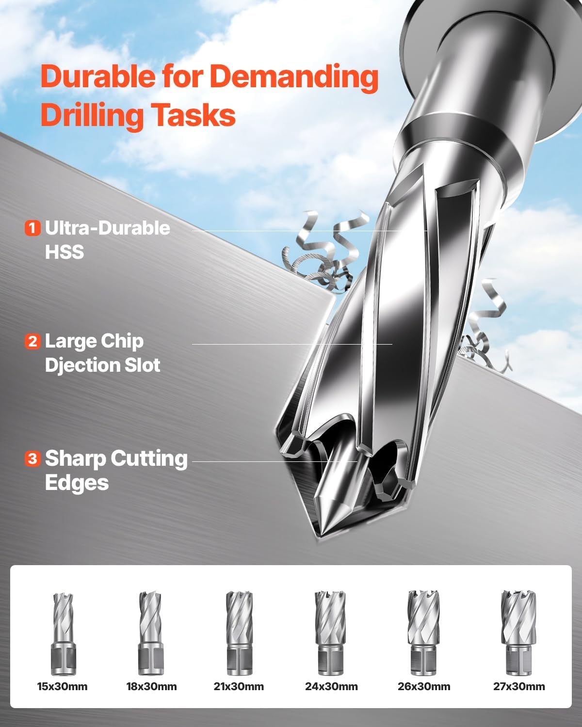 image:imageVEVOR Magnetic Drill 1100W 157 Boring Diameter 2697lbf12000N Portable Electric Mag Drill Press with 7 Bits 580 RPM Max Speed Drilling Machine for any Surface and Home ImprovementW 2 6pcs Yellow