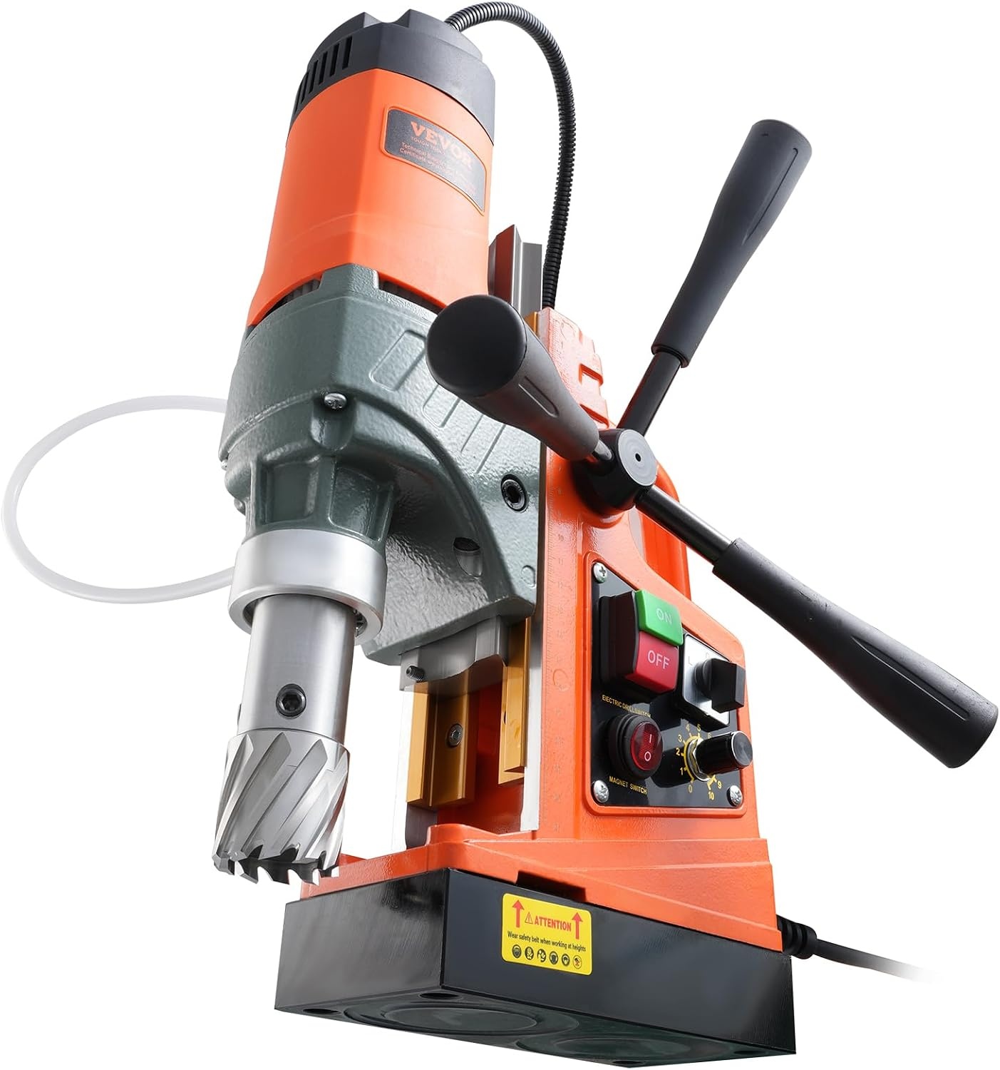 image:imageVEVOR Magnetic Drill Press 1400 W 2 in Boring Diameter 2810 lbf Power Portable Mag Drill Press 0800 RPM Adjustable Speed with Weldon Shank for Metal Surface Industrial and Home ImprovementW 16 in 2 pieces Tapping NEW