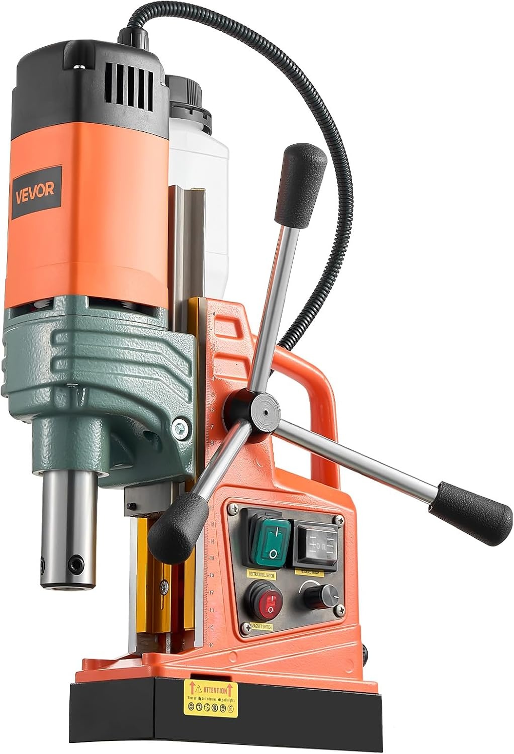 image:imageVEVOR Magnetic Drill Press 1400 W 2 in Boring Diameter 2810 lbf Power Portable Mag Drill Press 0800 RPM Adjustable Speed with Weldon Shank for Metal Surface Industrial and Home ImprovementW 2 in 6 pieces Tapping NEW