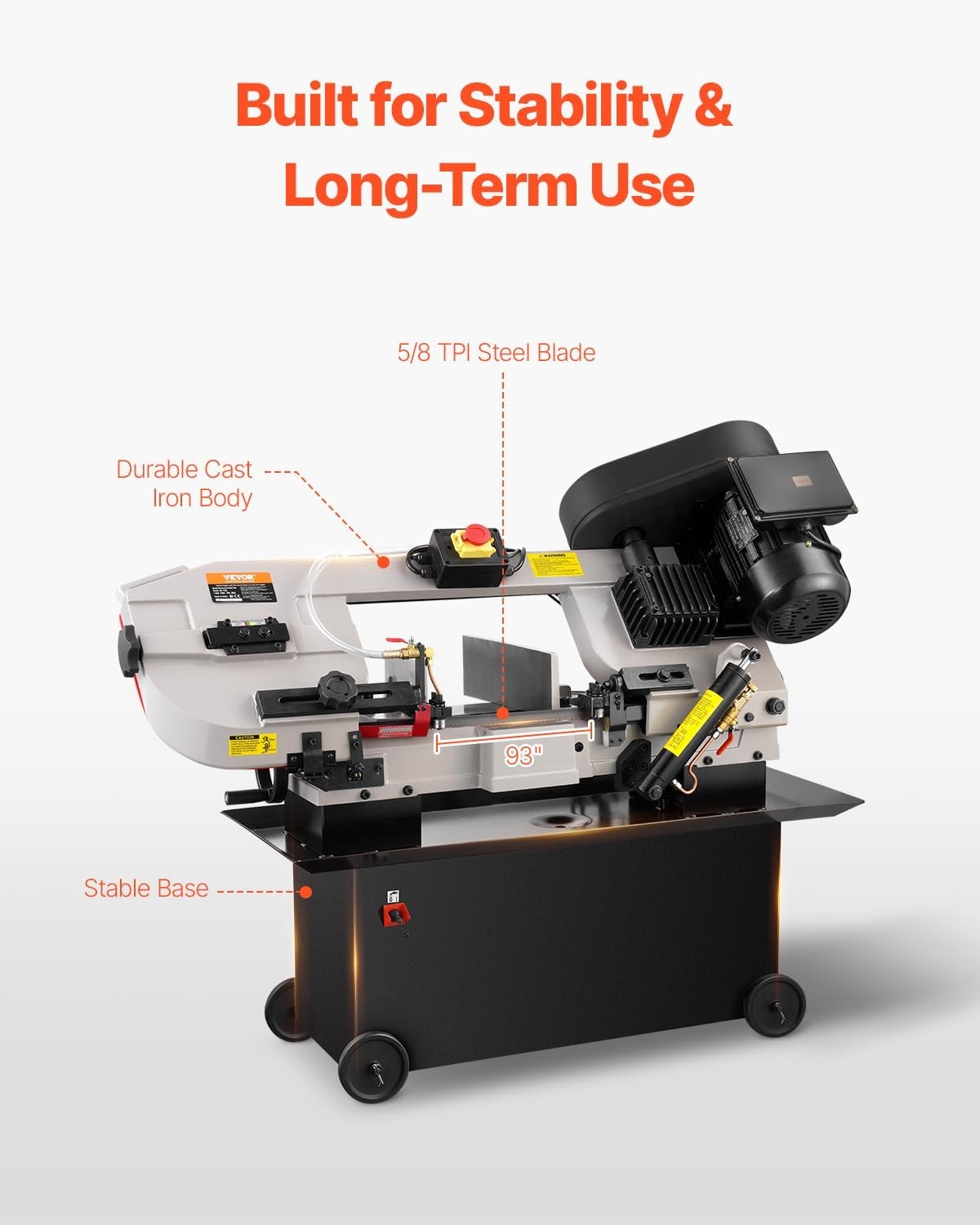 image:imageVEVOR Metal Horizontal Band Saw 7 x 12 in Rectangular Cutting Capacity 110220V Vertical Cutting Bandsaw with 11 kW Motor 045 Angle Adjustment Variable Speed for Metal Wood and PlasticFixed Base