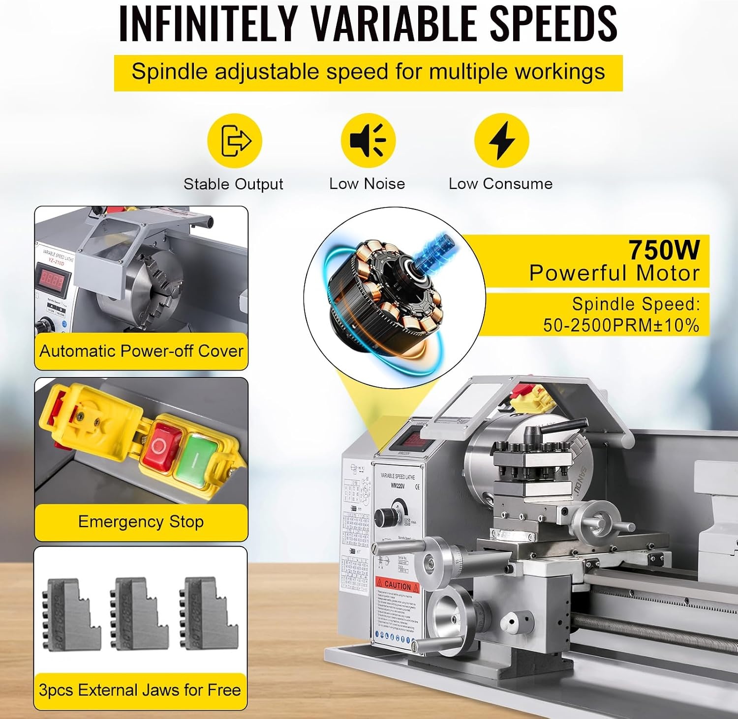 image:imageVEVOR Metal Lathe 210x720 Mini Lathe Machine 2500 RPM Variable Speed Change 750W Precision Mini Lathe Metal Working Lathe with Brushless Motor Milling Machine for Various Metal Turning210x800
