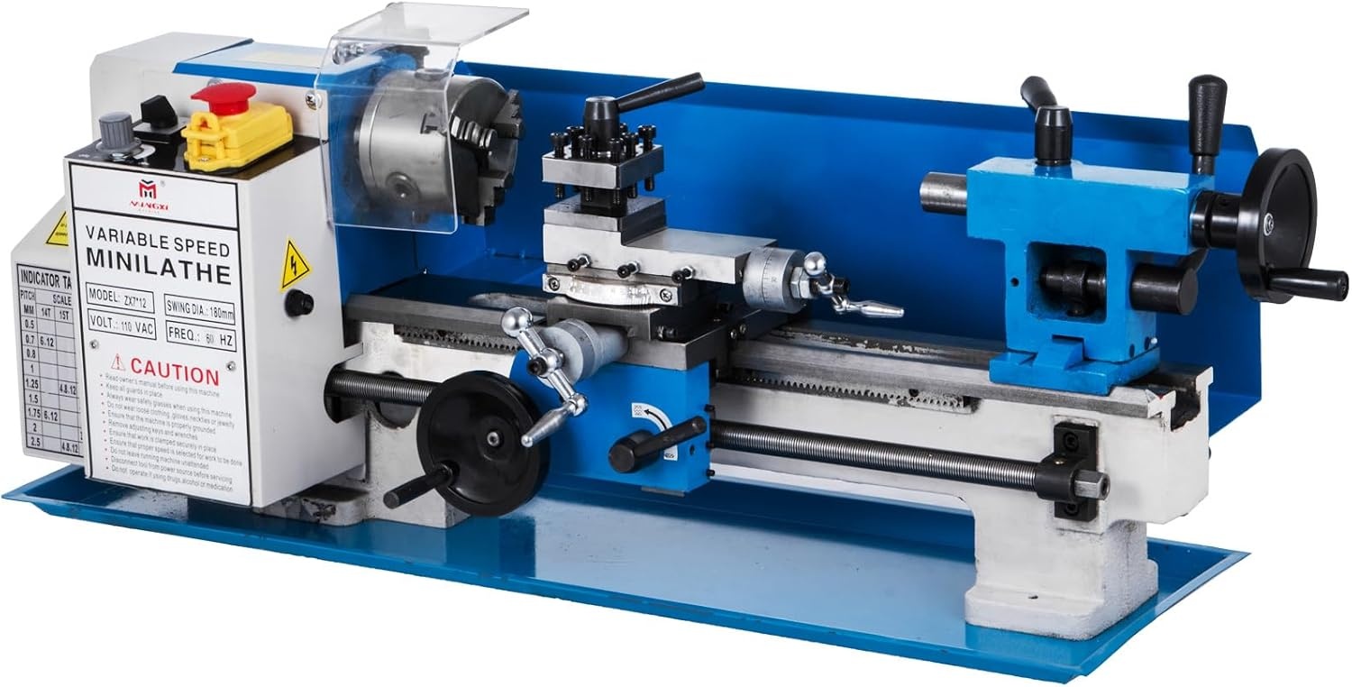 image:imageVEVOR Metal Lathe 7x12 Precision Bench Top Mini Metal Lathe 550W Variable Speed 502500 RPM Nylon Gear Movable Lamp for Precision Parts Processing712 in