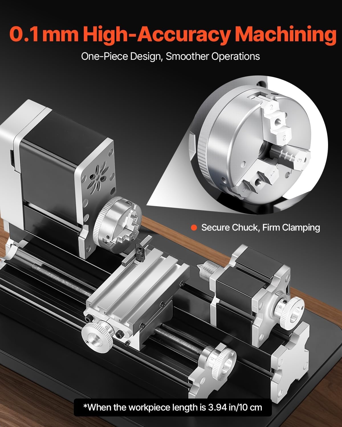 image:imageVEVOR Metal Lathe 7x12 Precision Bench Top Mini Metal Lathe 550W Variable Speed 502500 RPM Nylon Gear Movable Lamp for Precision Parts ProcessingMini36W
