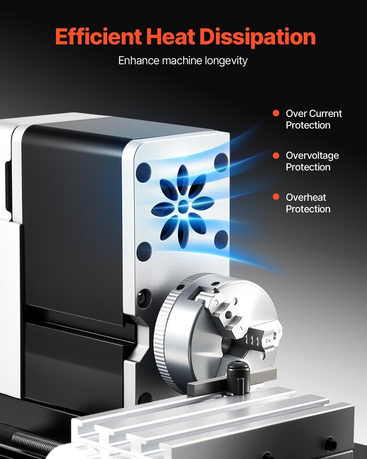 image:imageVEVOR Metal Lathe 7x12 Precision Bench Top Mini Metal Lathe 550W Variable Speed 502500 RPM Nylon Gear Movable Lamp for Precision Parts ProcessingMini36W