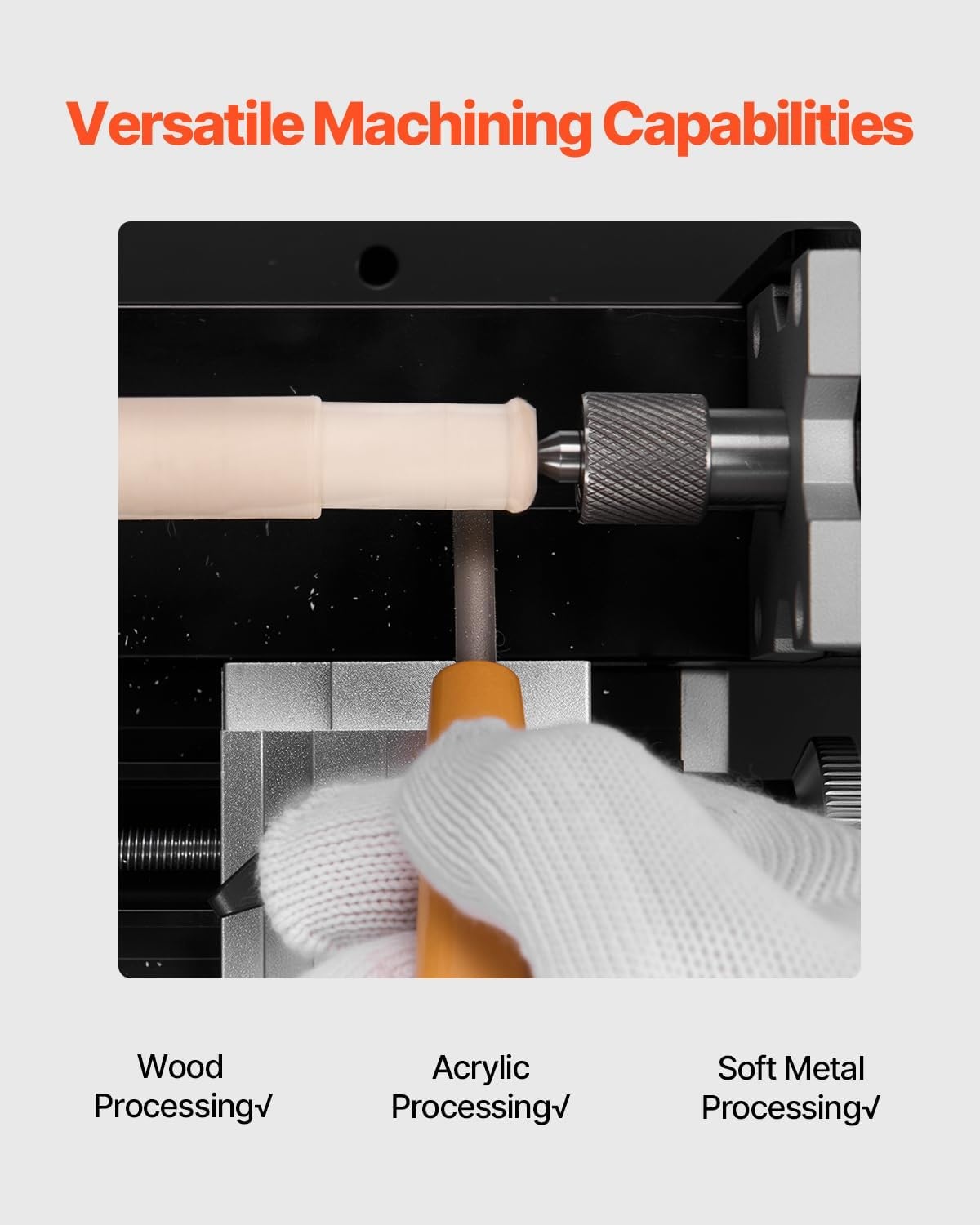 image:imageVEVOR Metal Lathe 7x12 Precision Bench Top Mini Metal Lathe 550W Variable Speed 502500 RPM Nylon Gear Movable Lamp for Precision Parts ProcessingMini36W