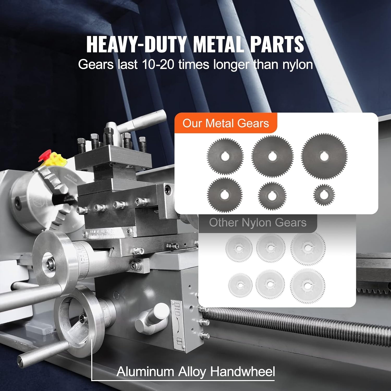 image:imageVEVOR Metal Lathe 83 x 295 Benchtop Metal Lathe 02500 RPM Continuously Variable Speed 750W Brushless Motor Metal Gears with LCD Display Metal Lathe Machine83 295