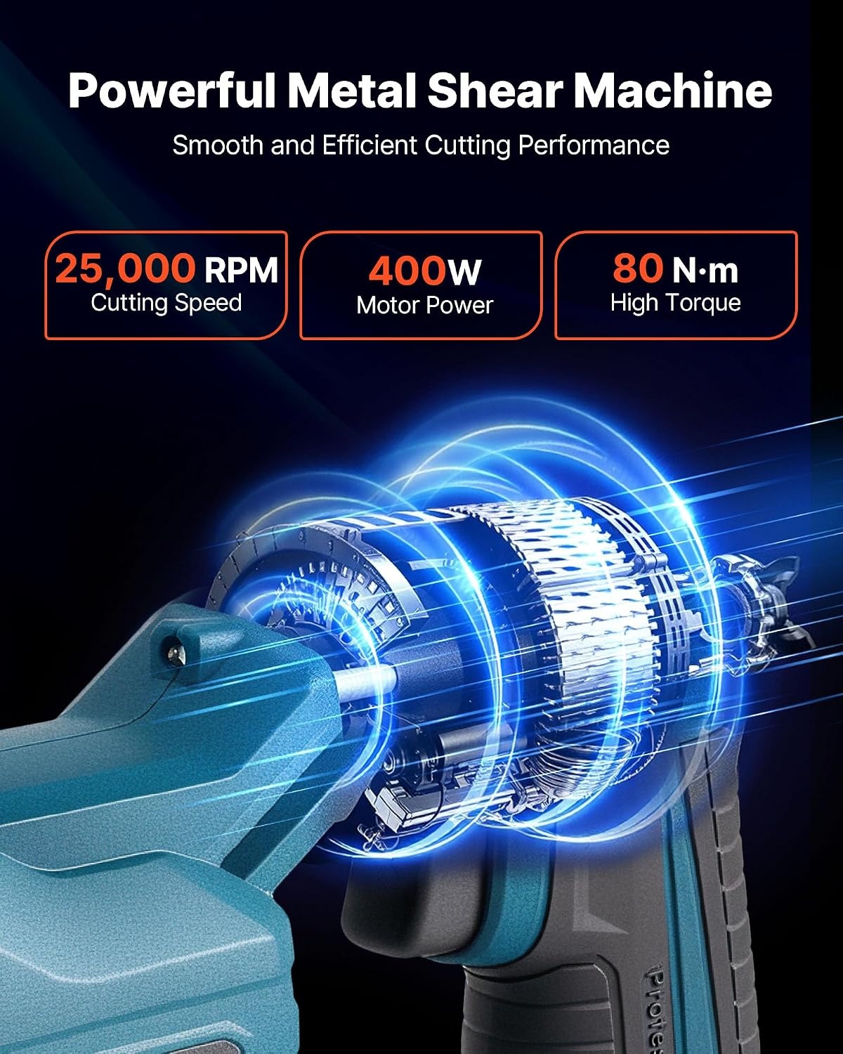 image:imageVEVOR Metal Shear Cordless Sheet Metal Cutter with 360Degree Pivoting Head Double Blades 110VAC 20VDC Cuts 18 GA Galvanized Steel 20 GA Stainless Steel Aluminum Plastic Cardboard 2800SPMCordless Sheet Metal Shear