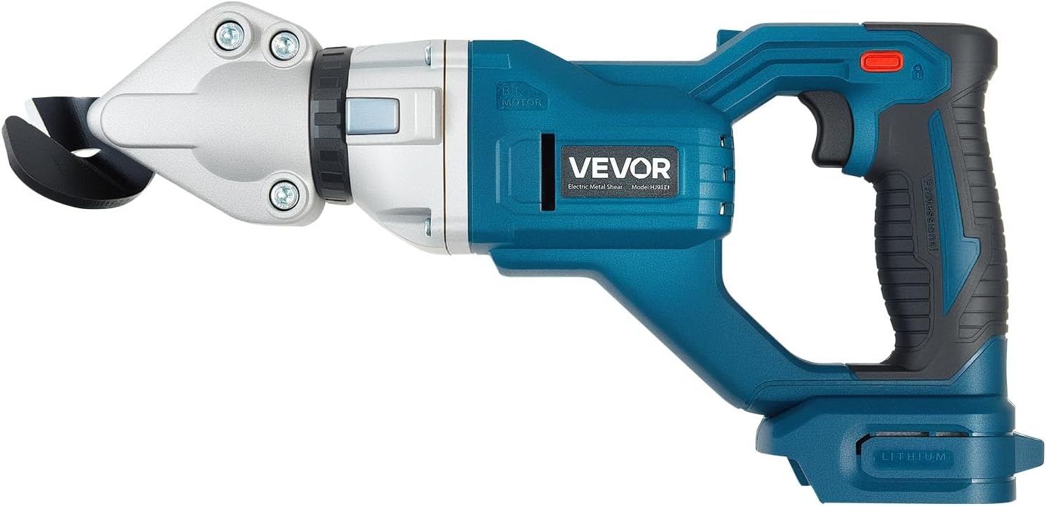 image:imageVEVOR Metal Shear Cordless Sheet Metal Cutter with 360Degree Pivoting Head Double Blades 110VAC 20VDC Cuts 18 GA Galvanized Steel 20 GA Stainless Steel Aluminum Plastic Cardboard 2800SPMCordless Sheet Metal Shear
