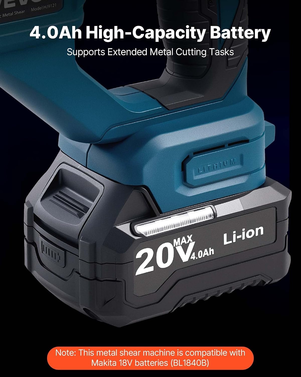 image:imageVEVOR Metal Shear Cordless Sheet Metal Cutter with 360Degree Pivoting Head Double Blades 110VAC 20VDC Cuts 18 GA Galvanized Steel 20 GA Stainless Steel Aluminum Plastic Cardboard 2800SPMCordless Sheet Metal Shear with Battery