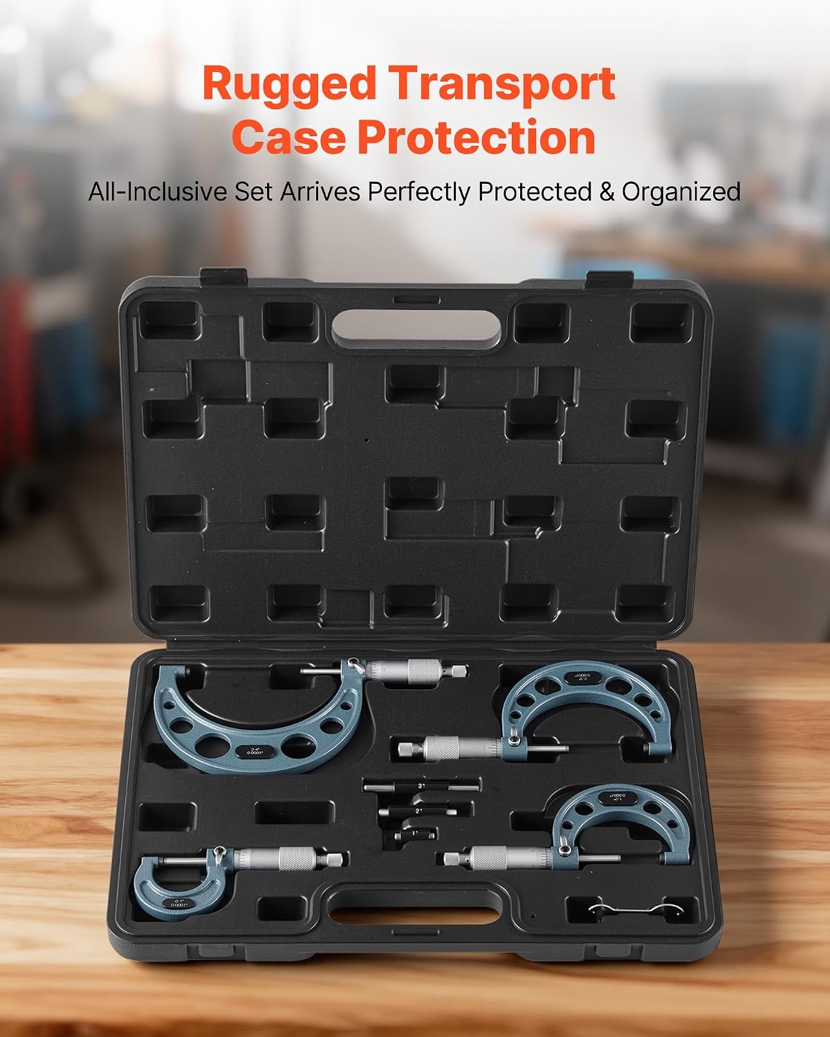 image:imageVEVOR Micrometer Set Digital Outside Micrometer 01 inch Measuring Range 000005 Resolution UltraPrecision 00001 Accuracy LCD Screen inmm Switch Carbide Tip with Protective Case01122334