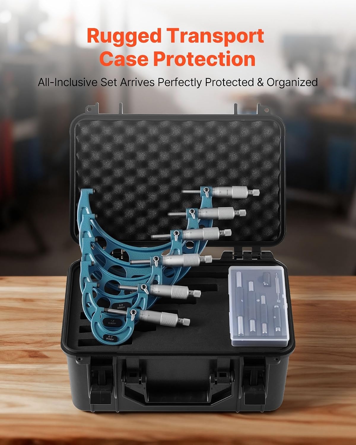 image:imageVEVOR Micrometer Set Digital Outside Micrometer 01 inch Measuring Range 000005 Resolution UltraPrecision 00001 Accuracy LCD Screen inmm Switch Carbide Tip with Protective Case011223344556