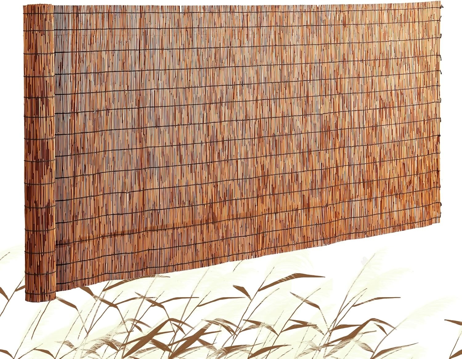image:imageVEVOR Natural Reed Fencing 4 ft x 164 ft 3 Pack Decorative Natural Reed Fencing Roll Decorative Fence for Backyard Divider Privacy Screen Panel Curtain for Balcony Patio Garden Backyard OutdoorBrown