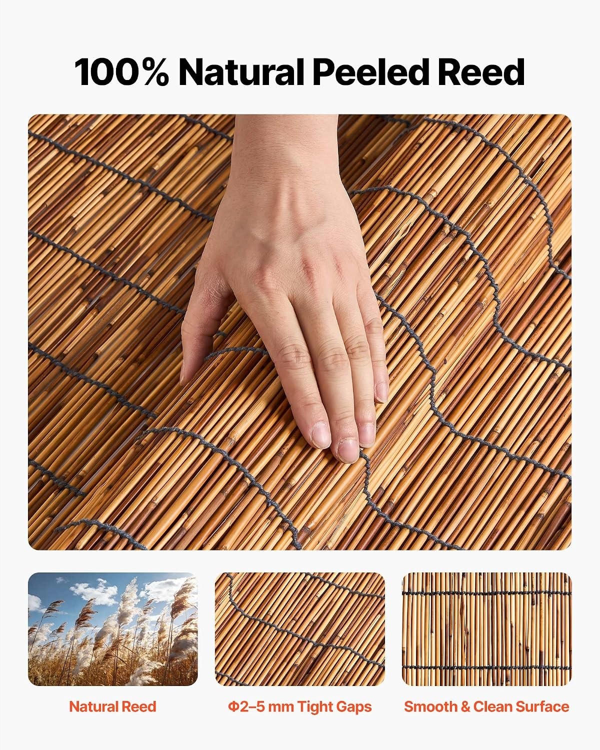 image:imageVEVOR Natural Reed Fencing 4 ft x 164 ft 3 Pack Decorative Natural Reed Fencing Roll Decorative Fence for Backyard Divider Privacy Screen Panel Curtain for Balcony Patio Garden Backyard OutdoorBrown