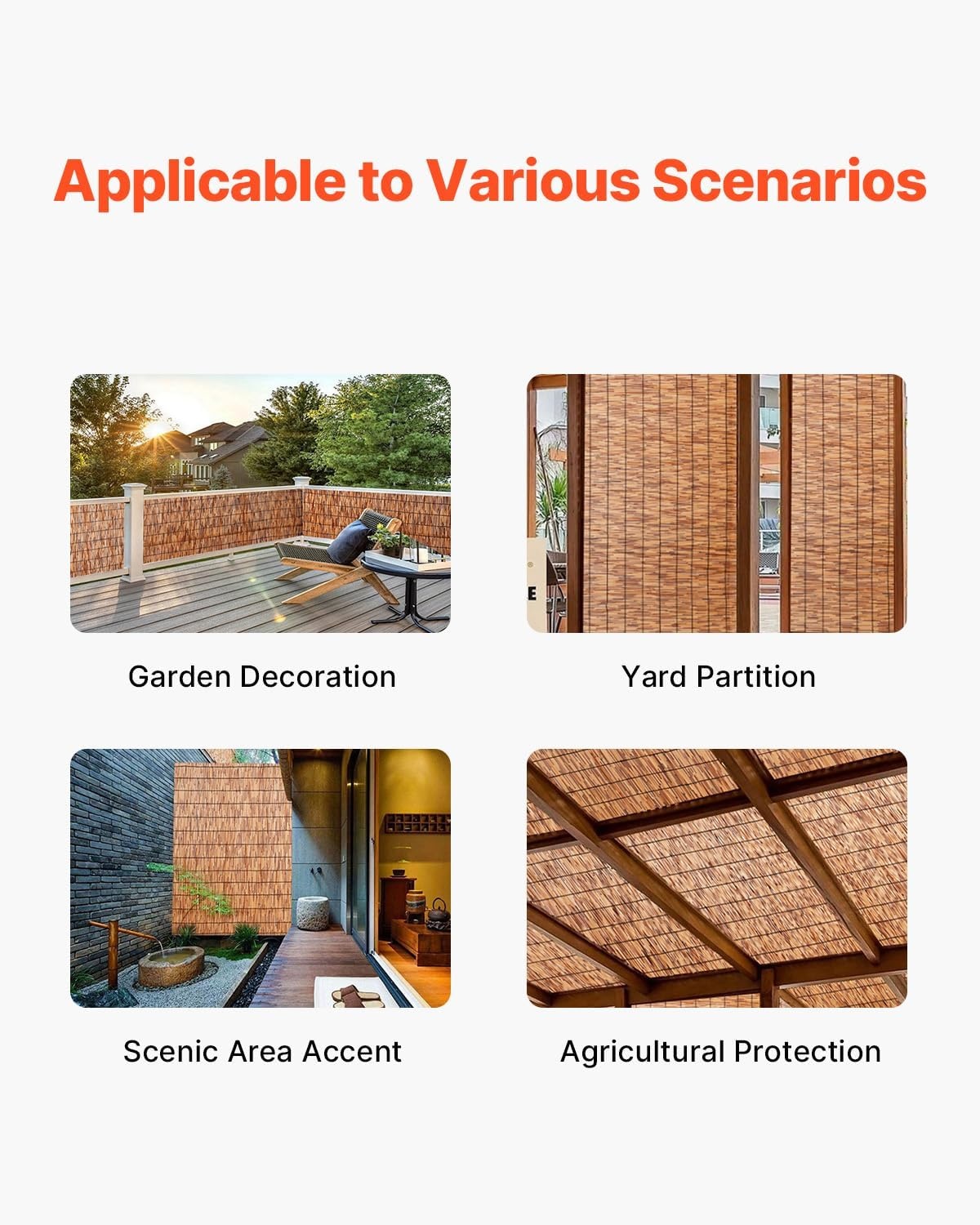 image:imageVEVOR Natural Reed Fencing 4 ft x 164 ft 3 Pack Decorative Natural Reed Fencing Roll Decorative Fence for Backyard Divider Privacy Screen Panel Curtain for Balcony Patio Garden Backyard OutdoorBrown